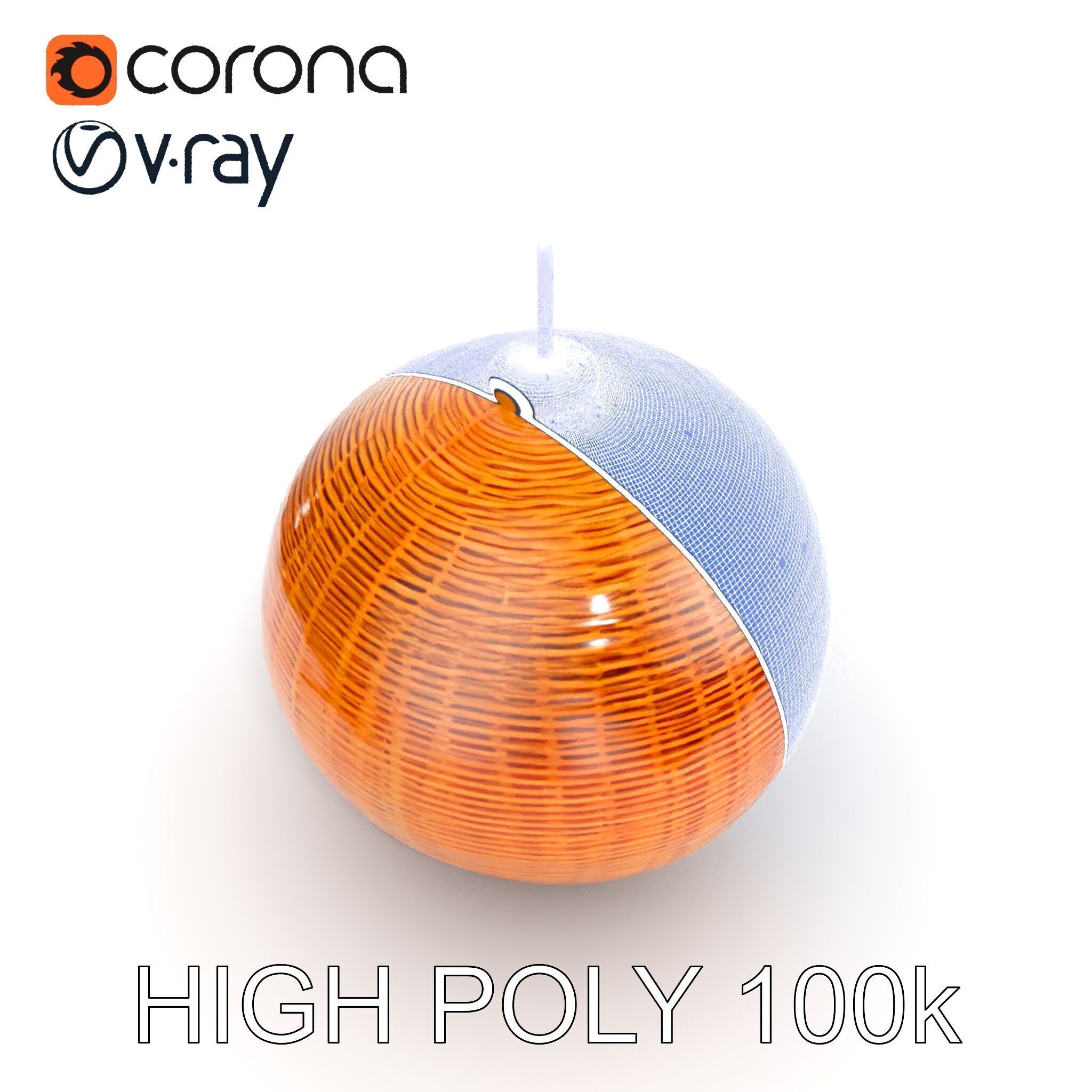 Wicker Pendant Light model pack for interior decoration Low-poly 3D model_36