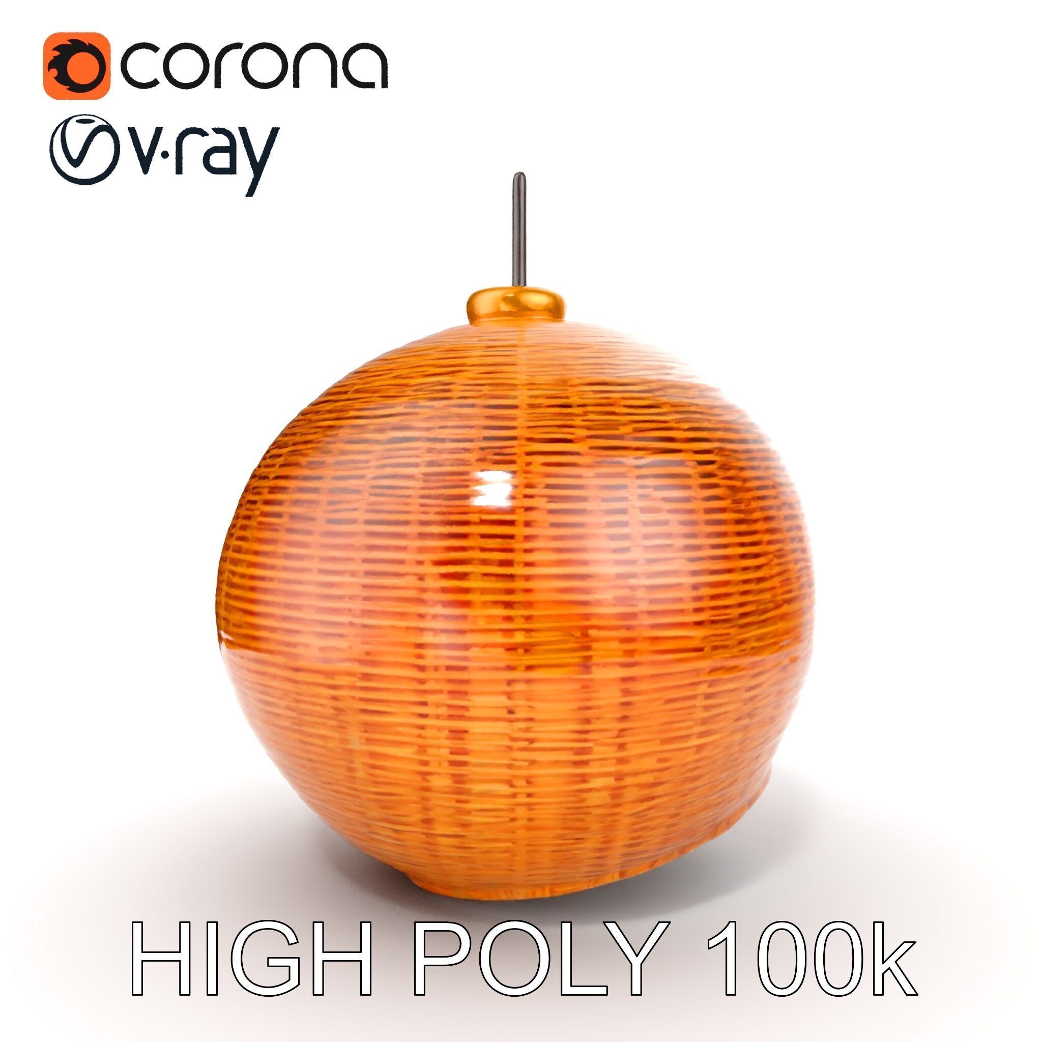 Wicker Pendant Light model pack for interior decoration Low-poly 3D model_33