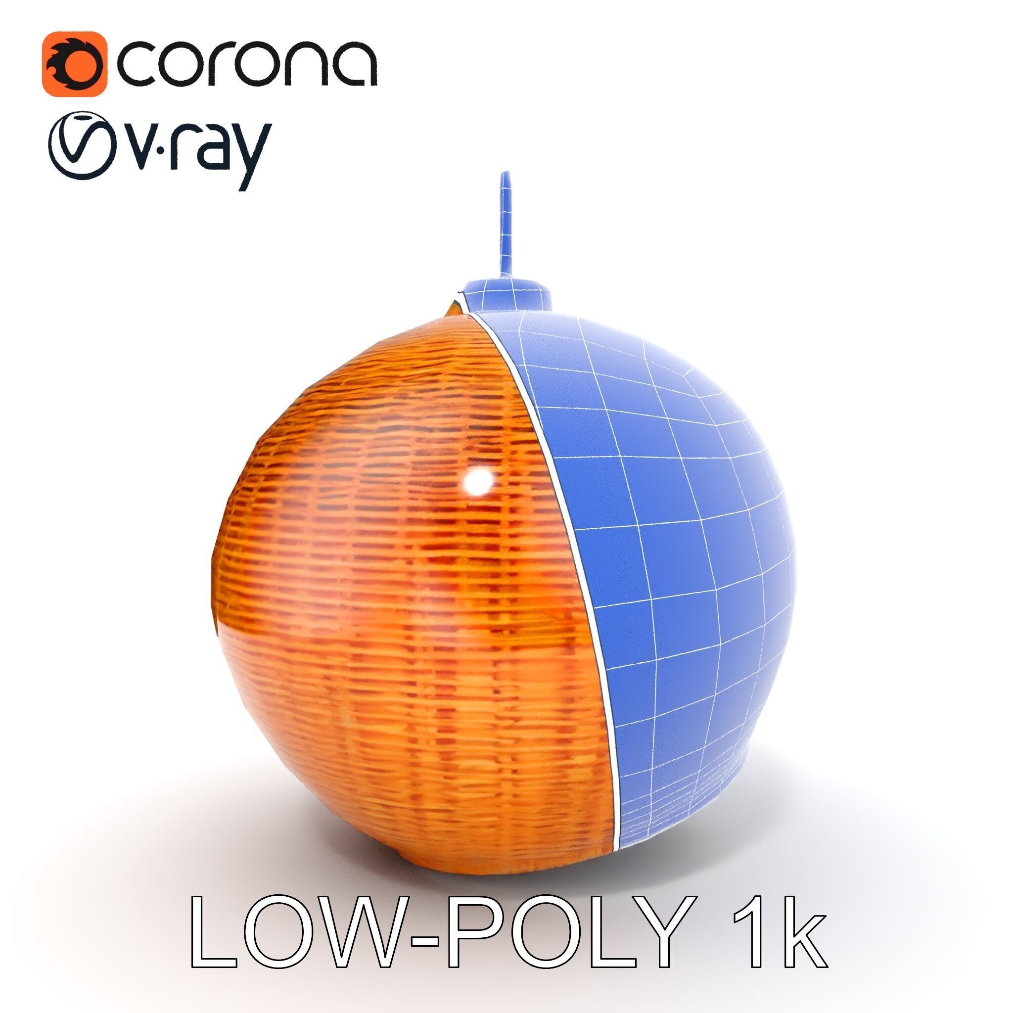 Wicker Pendant Light model pack for interior decoration Low-poly 3D model_32