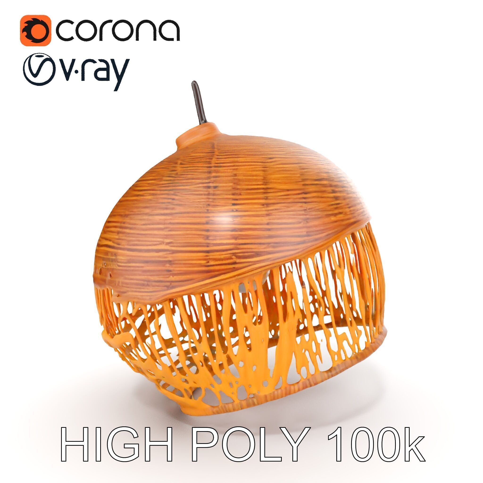 Woven Rattan Lamp Shade Model Pack Low-poly 3D model_29