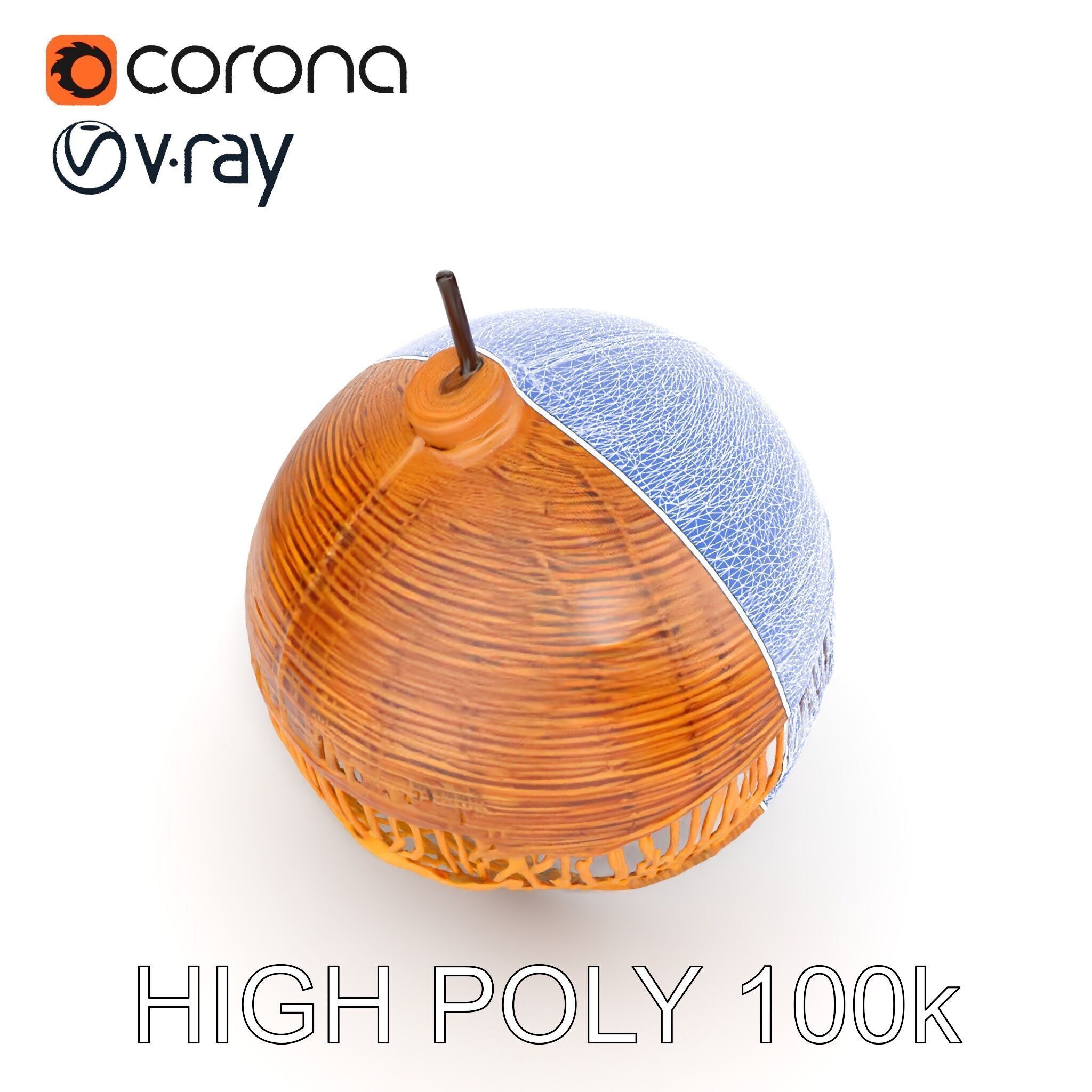 Woven Rattan Lamp Shade Model Pack Low-poly 3D model_28