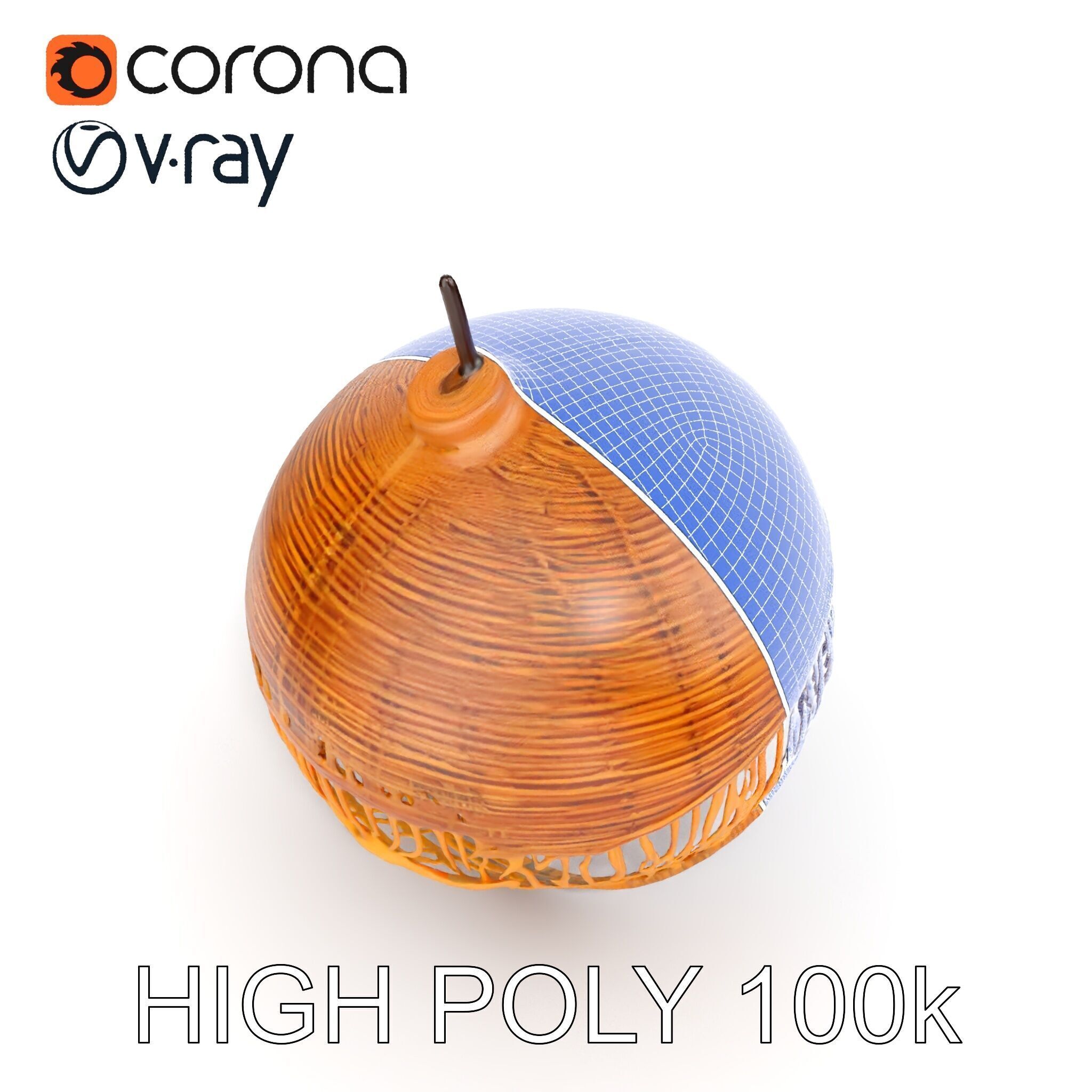 Woven Rattan Lamp Shade Model Pack Low-poly 3D model_35