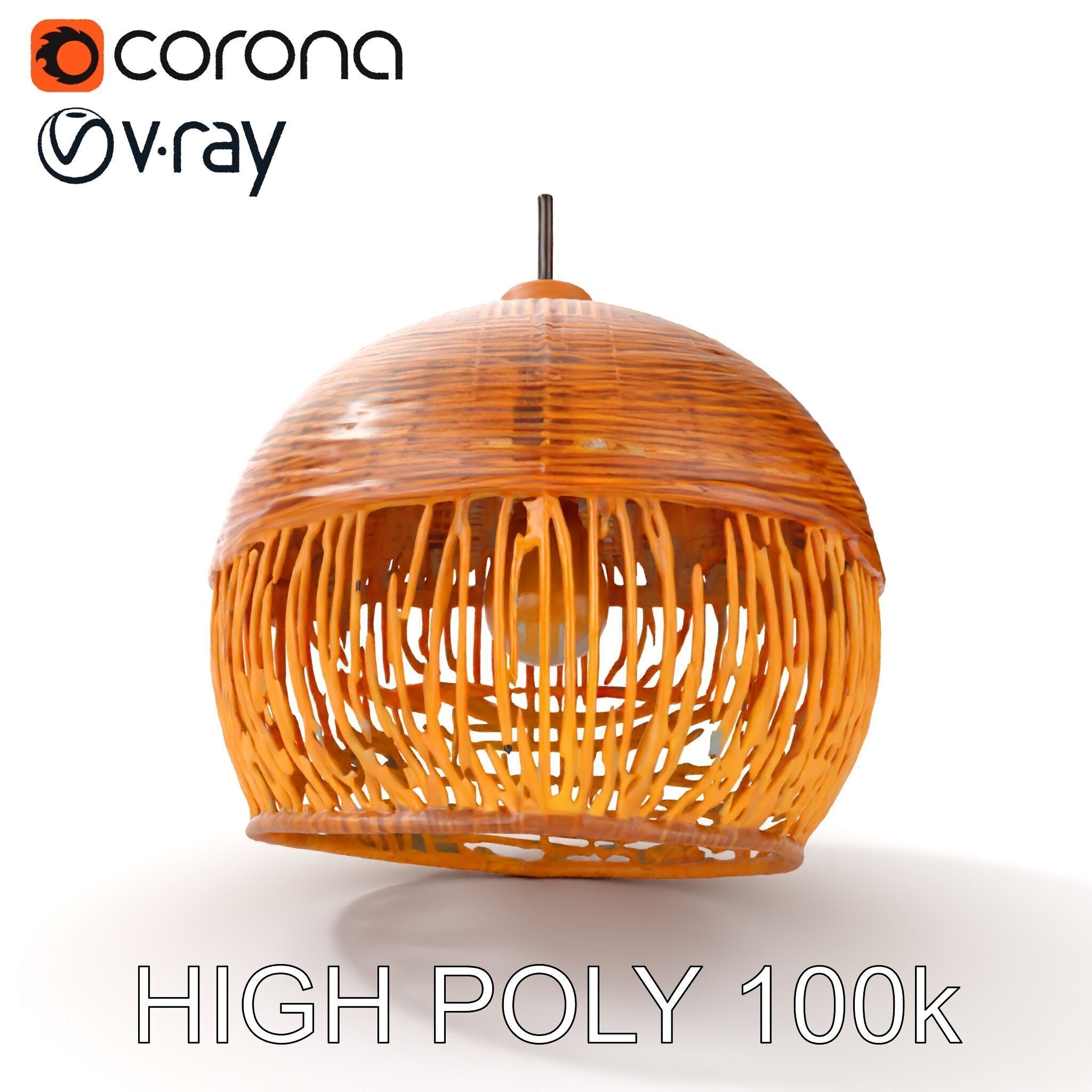 Woven Rattan Lamp Shade Model Pack Low-poly 3D model_19