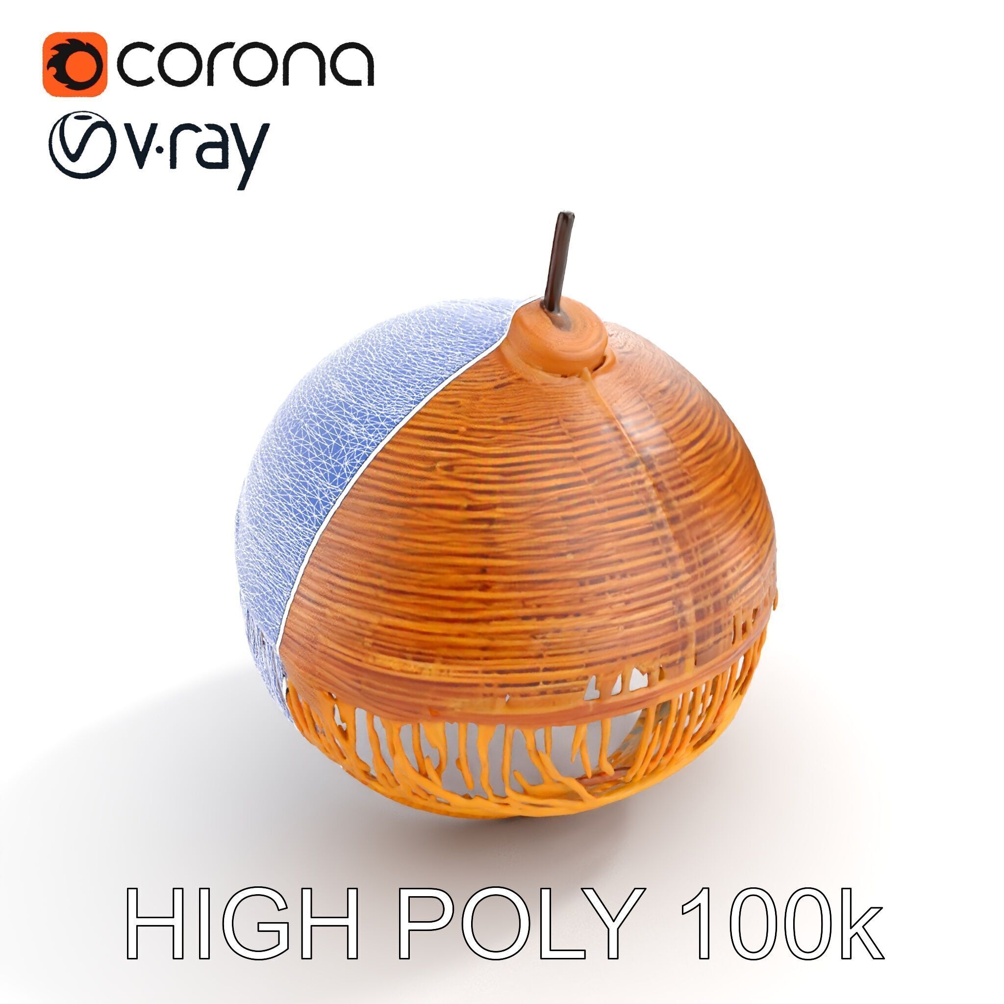 Woven Rattan Lamp Shade Model Pack Low-poly 3D model_9