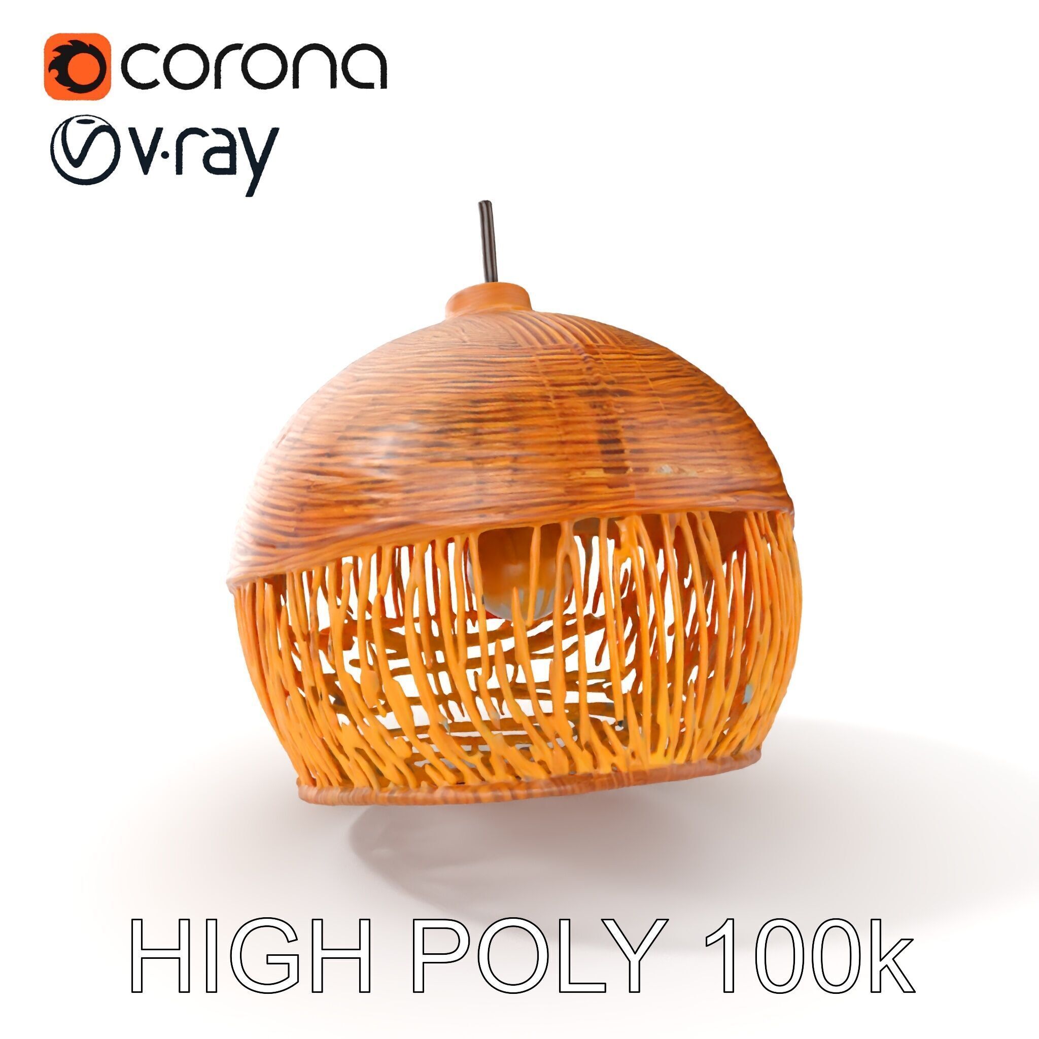 Woven Rattan Lamp Shade Model Pack Low-poly 3D model_6