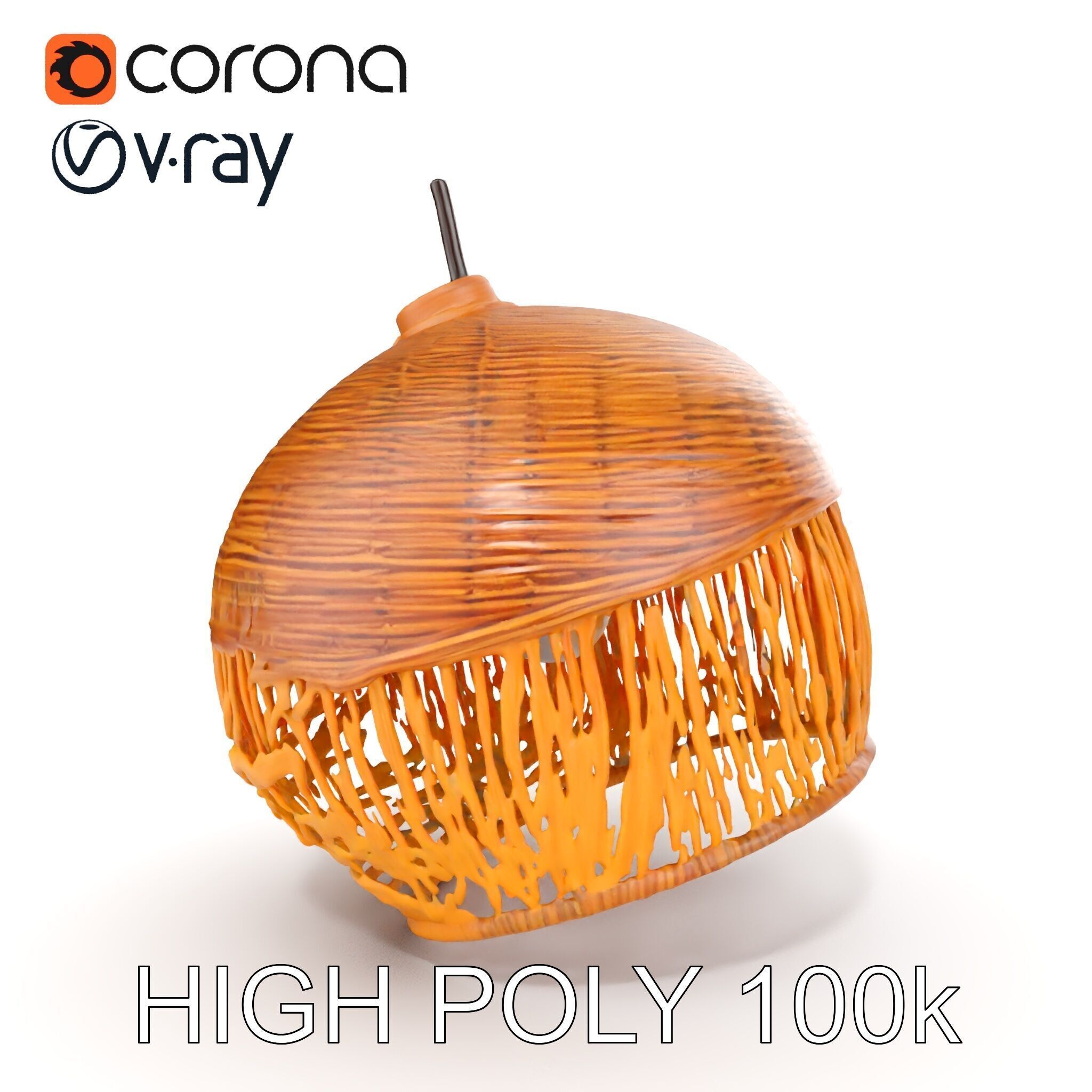Woven Rattan Lamp Shade Model Pack Low-poly 3D model_8