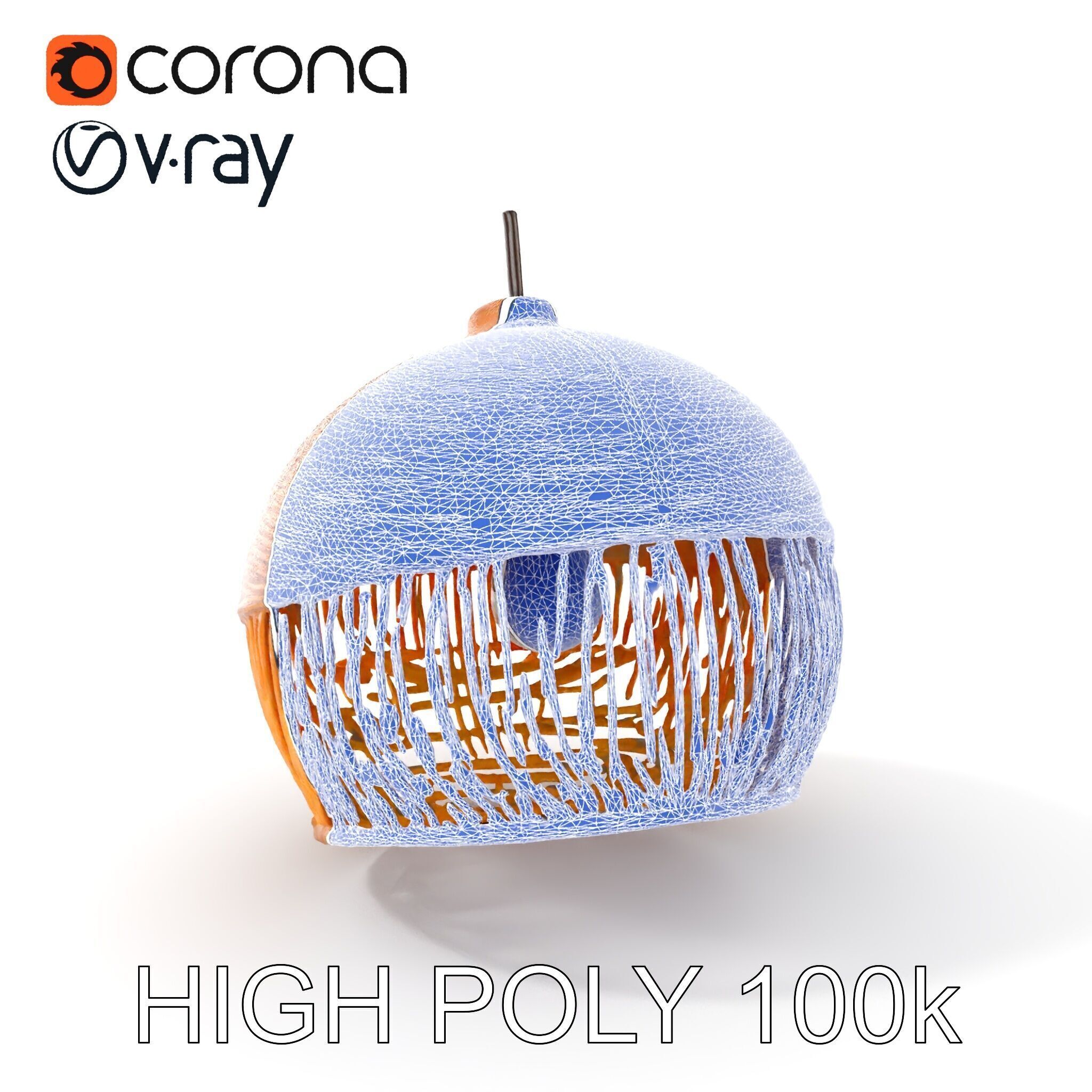 Woven Rattan Lamp Shade Model Pack Low-poly 3D model_17