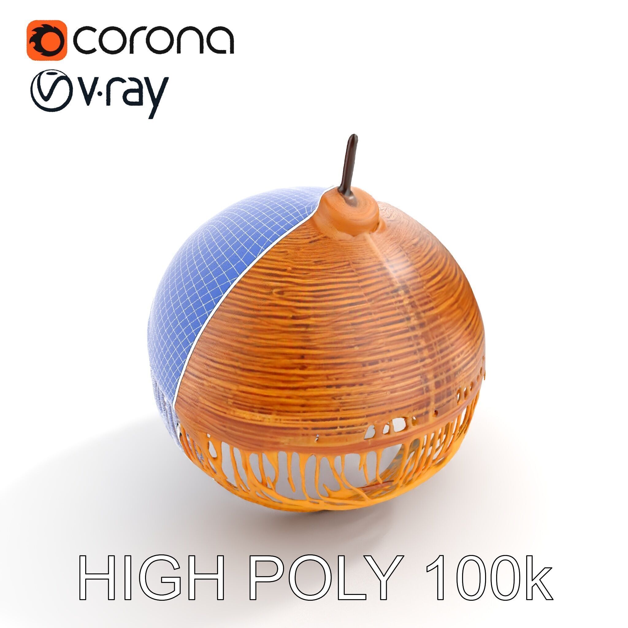 Woven Rattan Lamp Shade Model Pack Low-poly 3D model_21