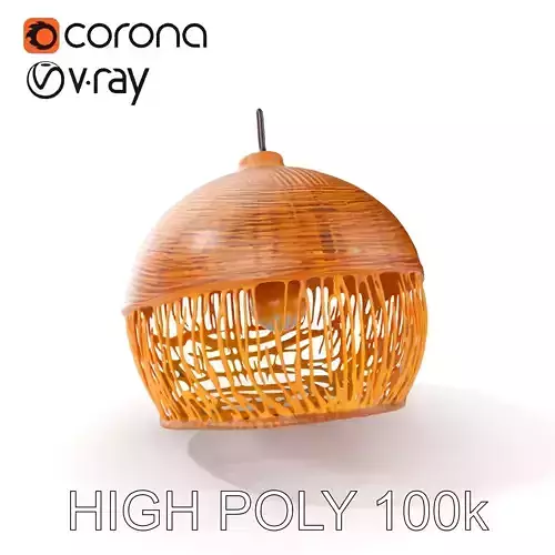 Woven Rattan Lamp Shade Model Pack Low-poly 3D model