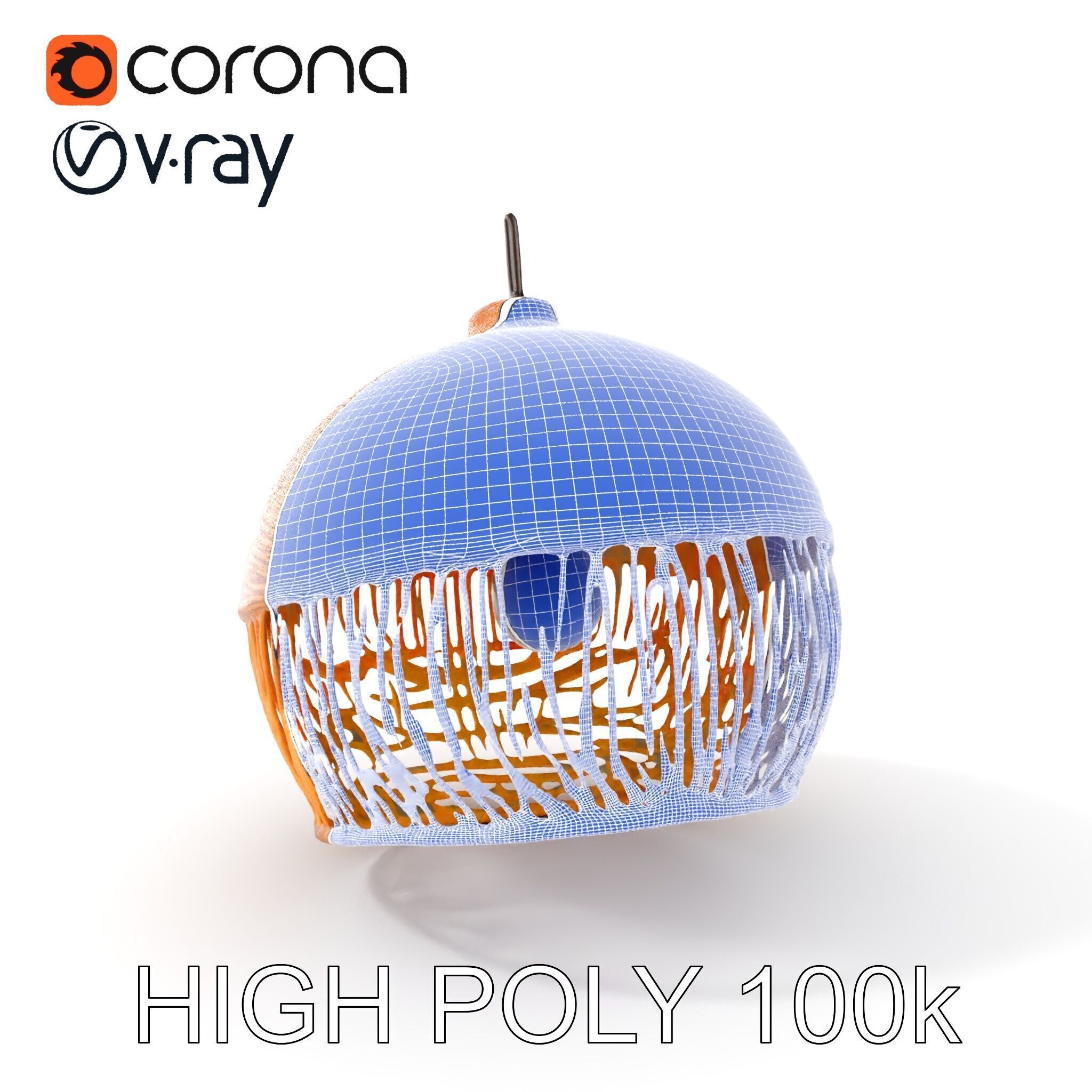 Woven Rattan Lamp Shade Model Pack Low-poly 3D model_4