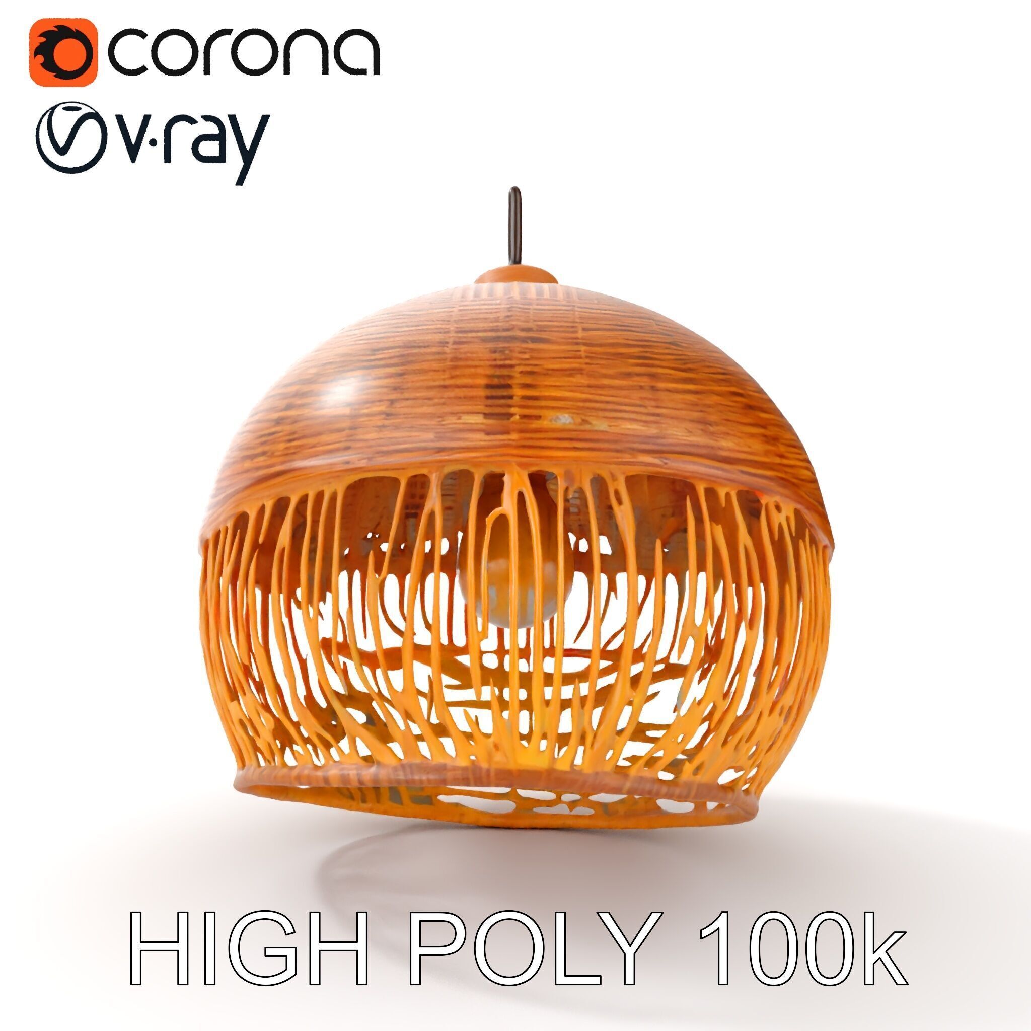 Woven Rattan Lamp Shade Model Pack Low-poly 3D model_13