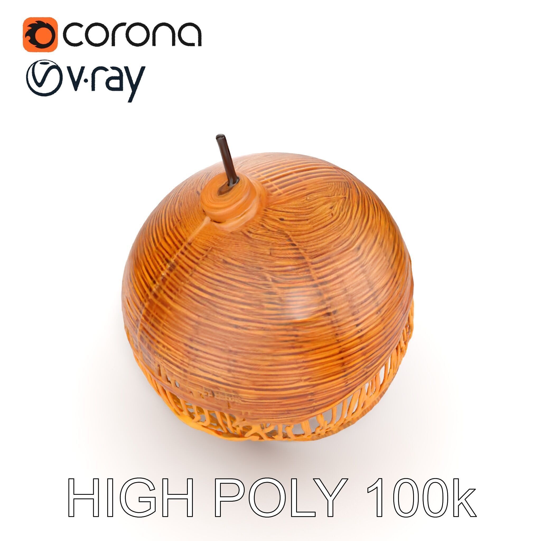 Woven Rattan Lamp Shade Model Pack Low-poly 3D model_11