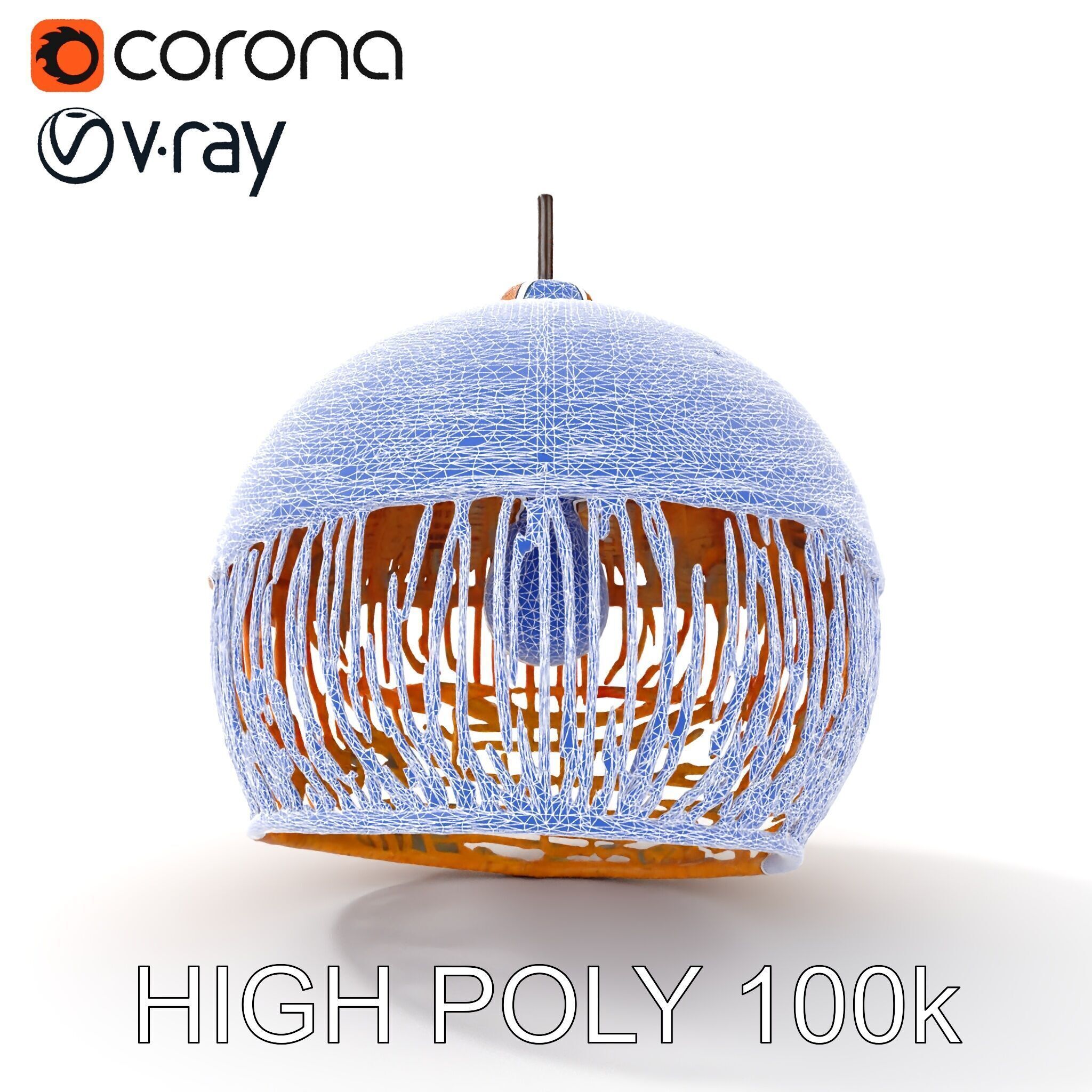 Woven Rattan Lamp Shade Model Pack Low-poly 3D model_26