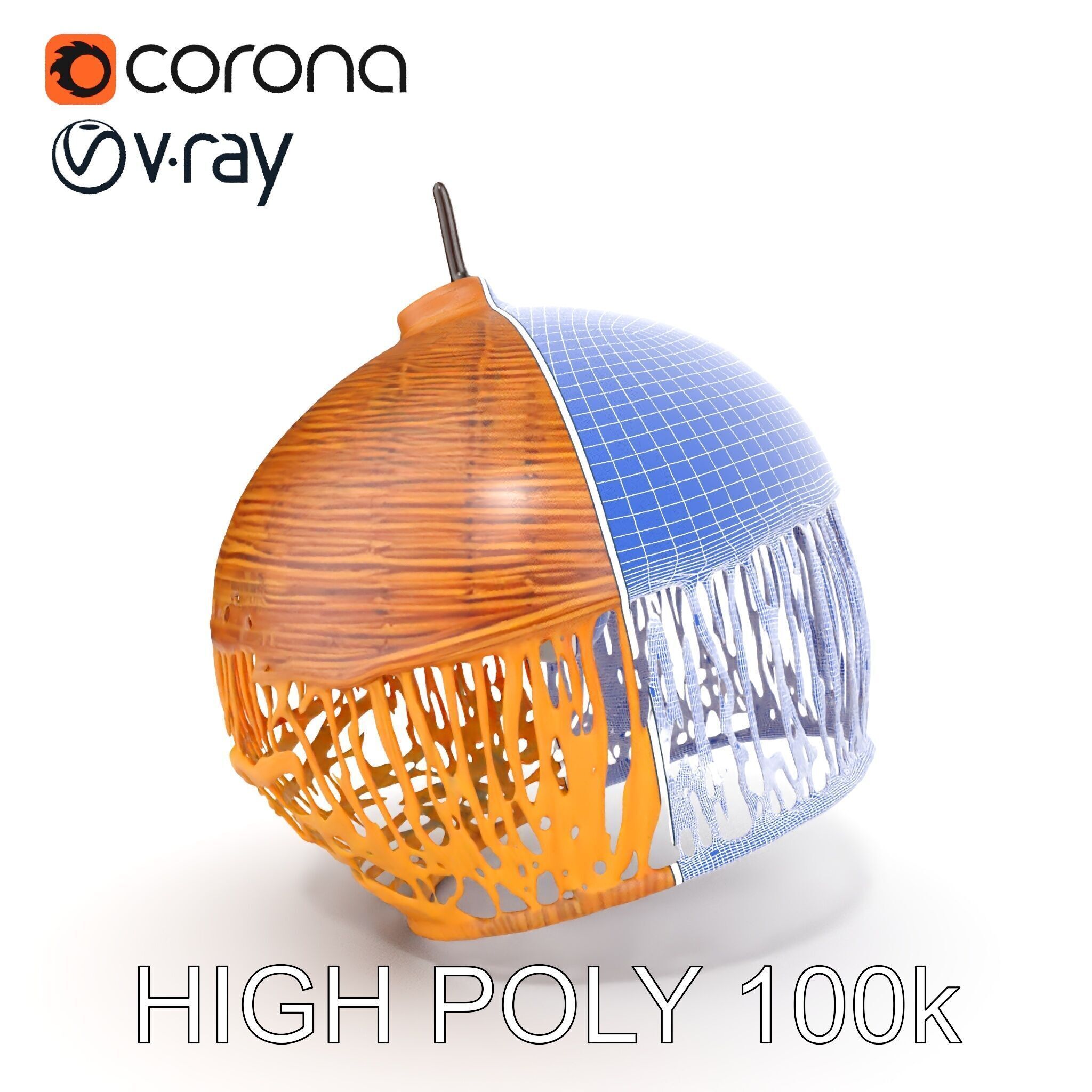 Woven Rattan Lamp Shade Model Pack Low-poly 3D model_32