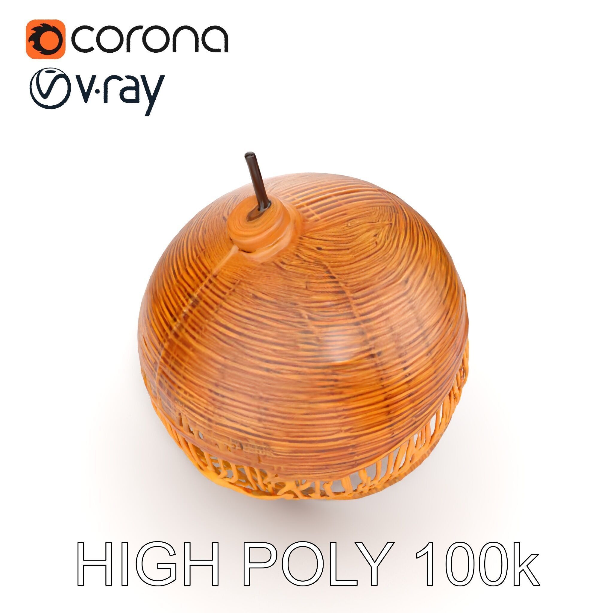Woven Rattan Lamp Shade Model Pack Low-poly 3D model_12