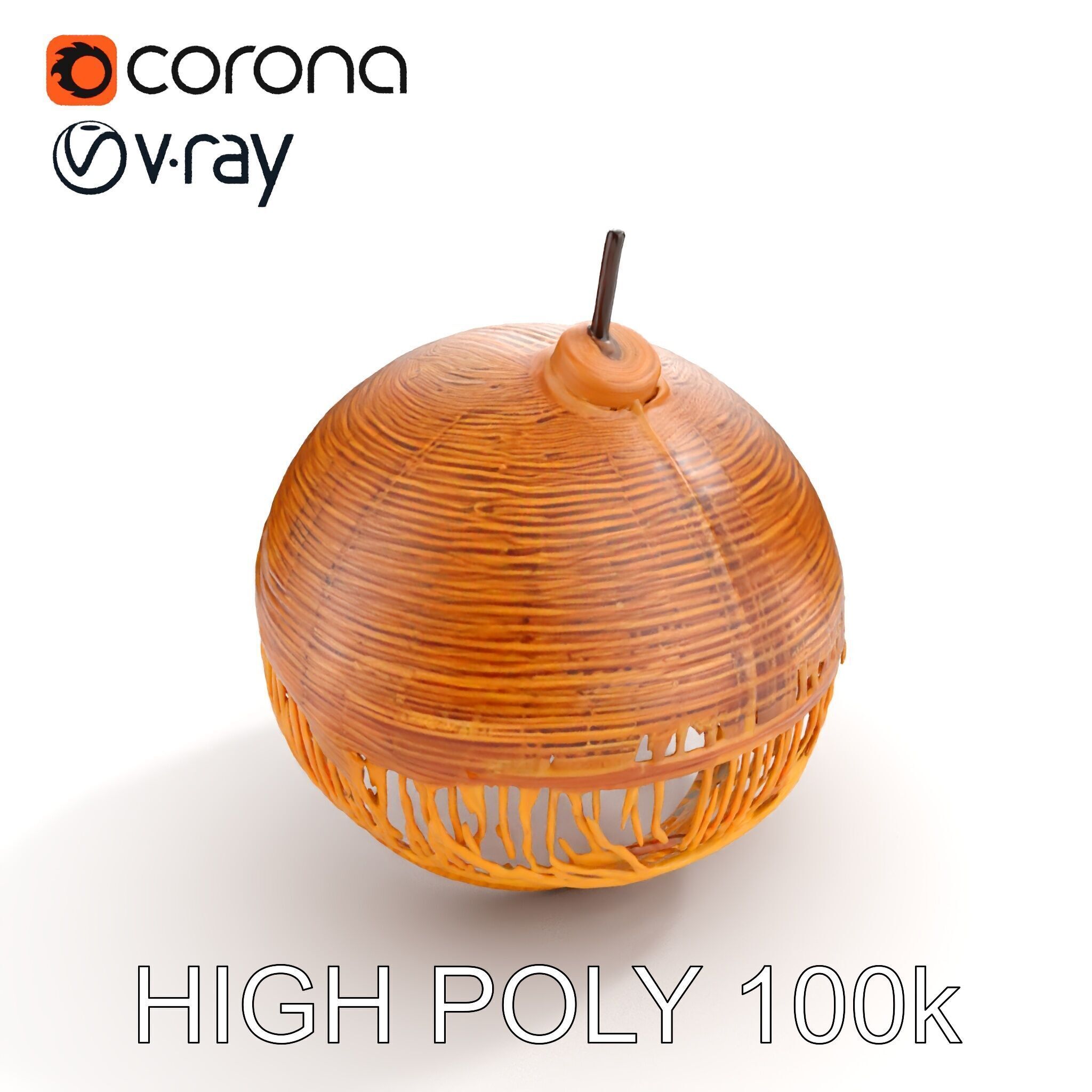 Woven Rattan Lamp Shade Model Pack Low-poly 3D model_14