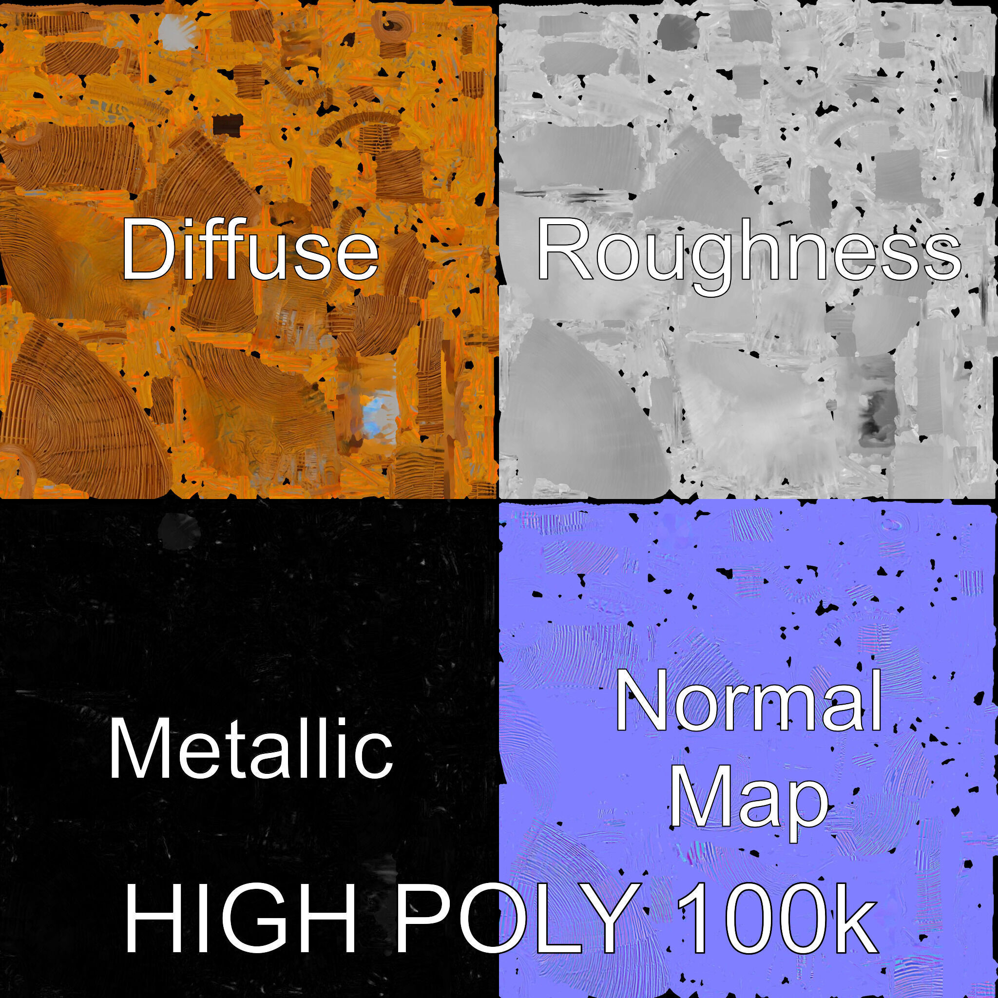 Woven Rattan Lamp Shade Model Pack Low-poly 3D model_3