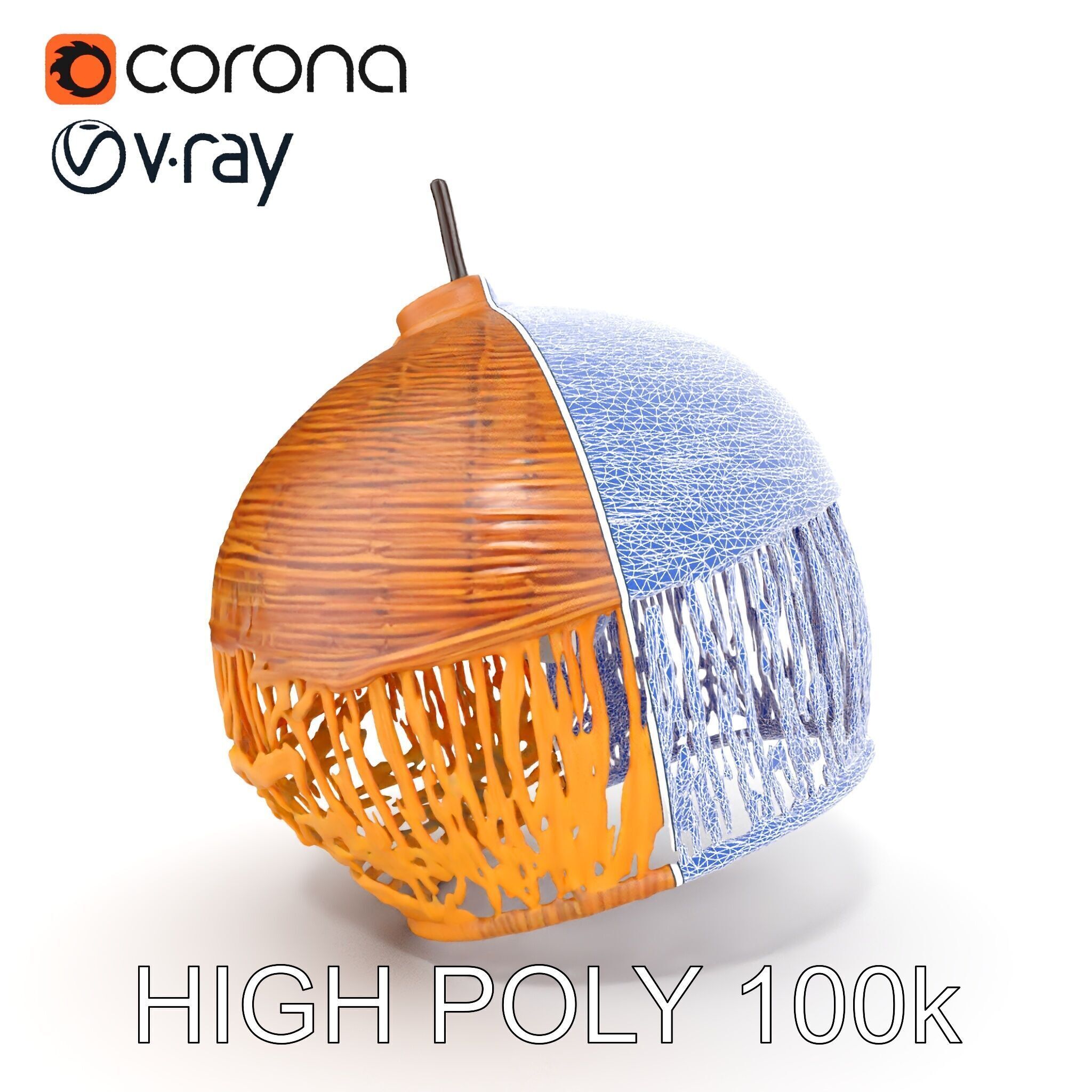 Woven Rattan Lamp Shade Model Pack Low-poly 3D model_30