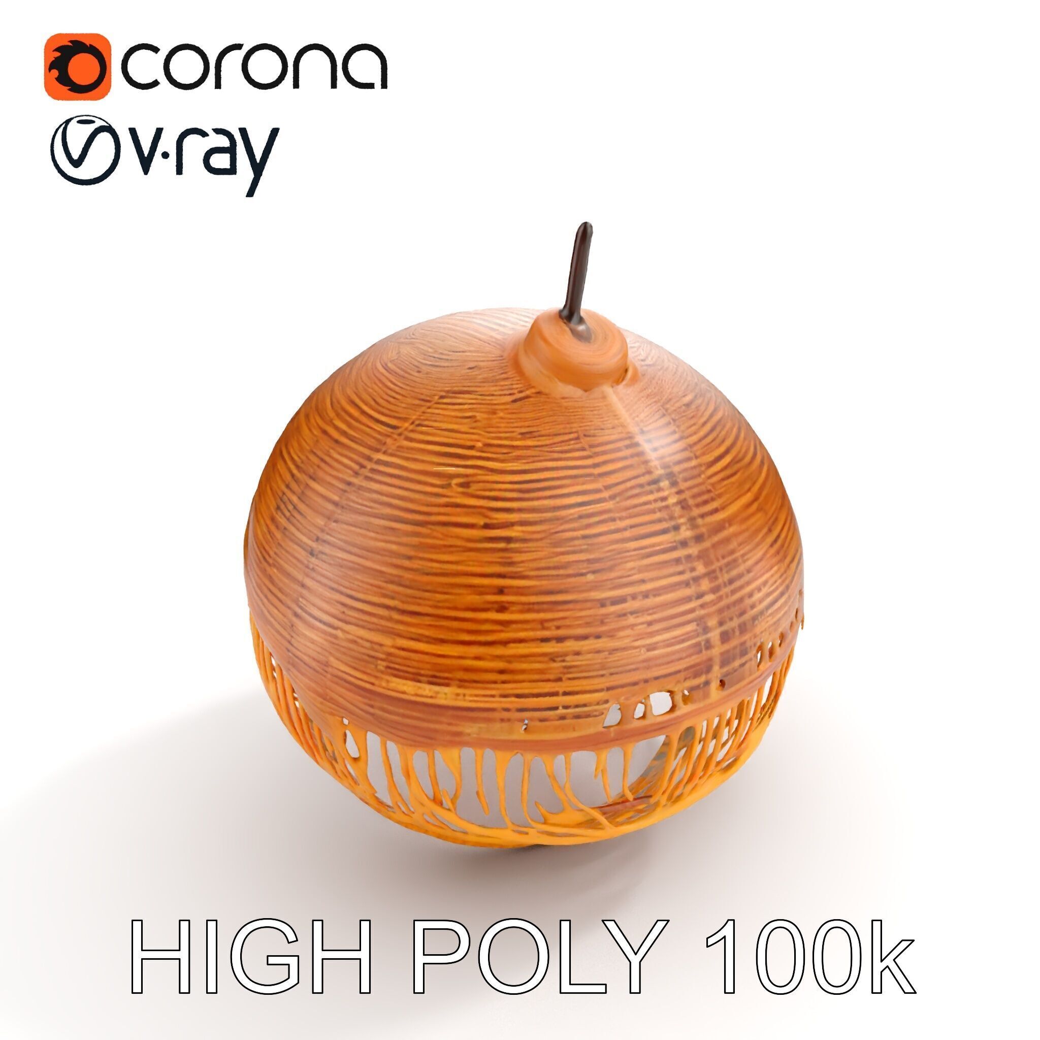 Woven Rattan Lamp Shade Model Pack Low-poly 3D model_18