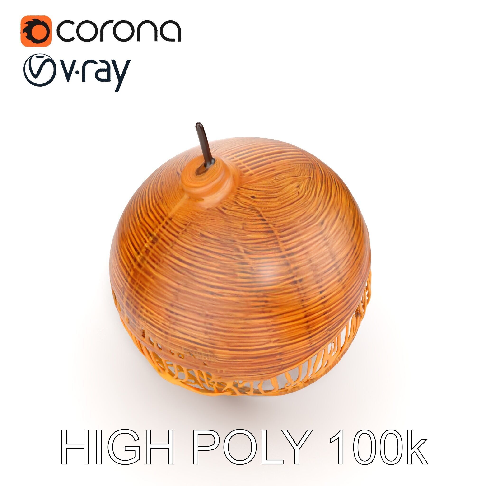 Woven Rattan Lamp Shade Model Pack Low-poly 3D model_10