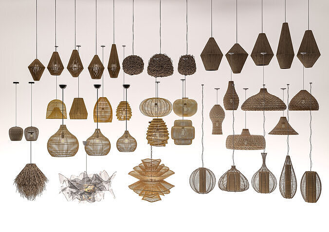 Boho pendant light collection 2 3D model