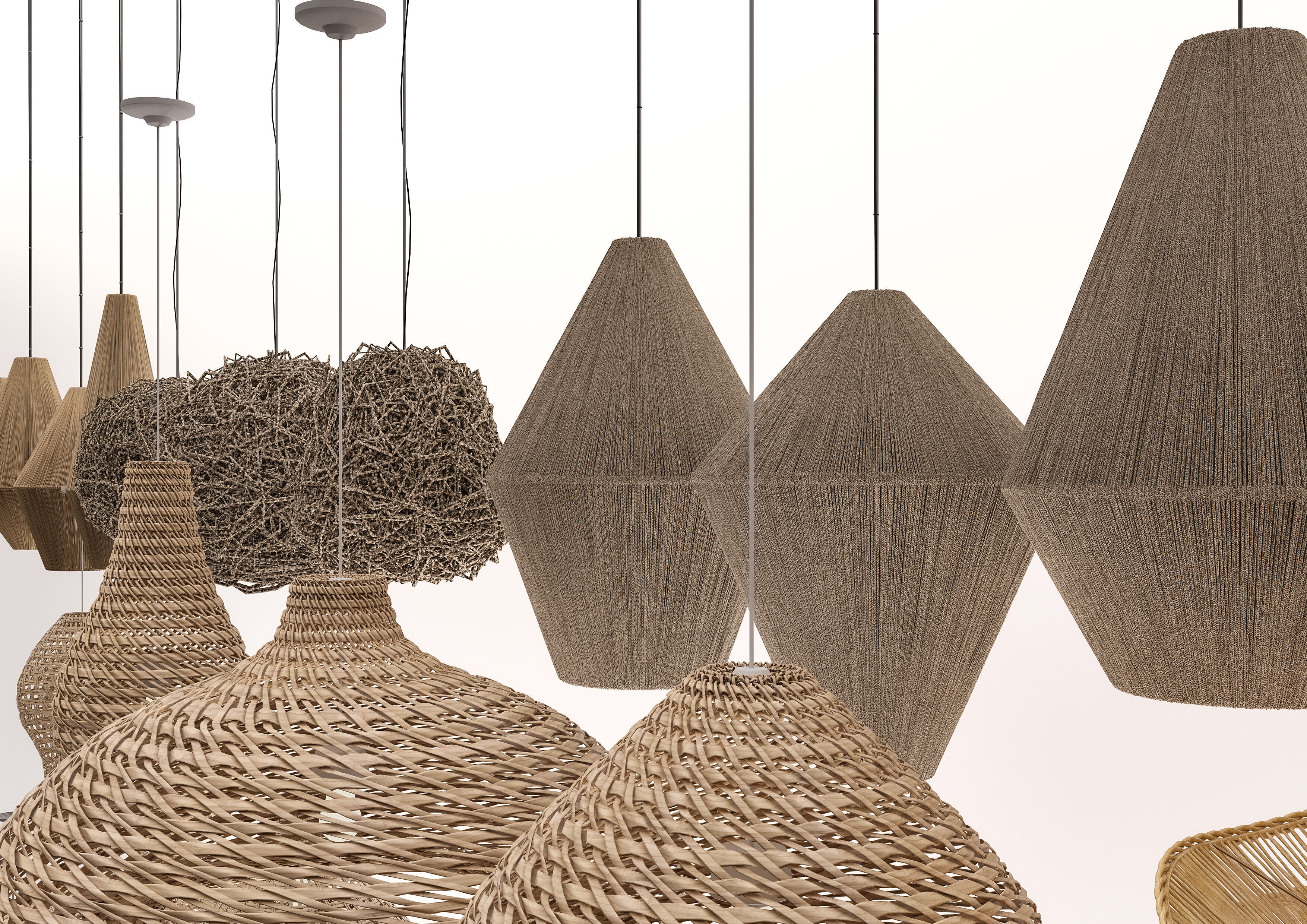 Wabi - sabi Boho pendant light collection 2 3D model_3