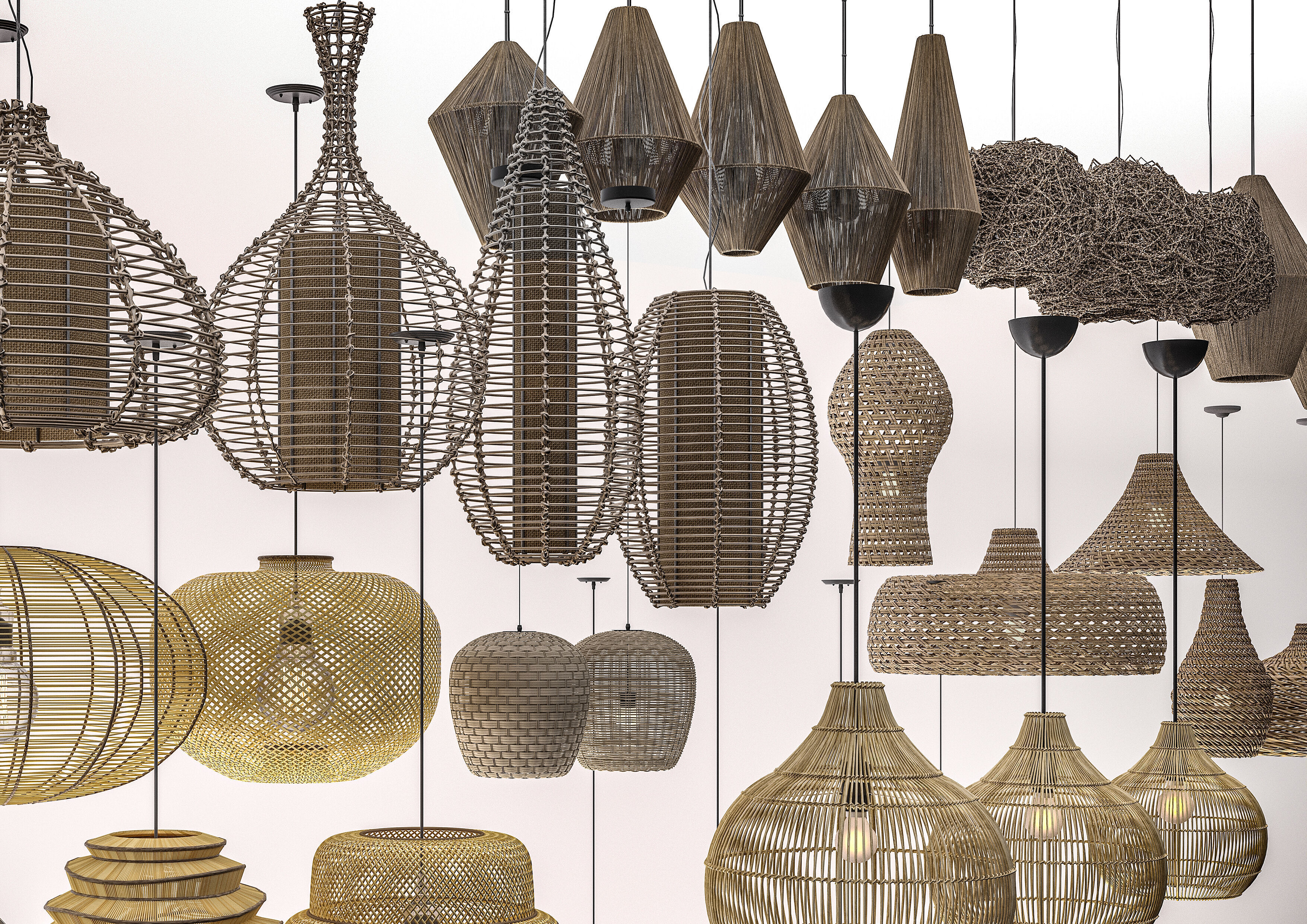 Wabi - sabi Boho pendant light collection 2 3D model_2