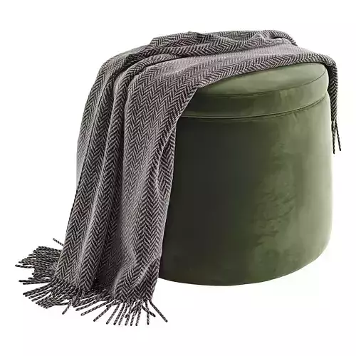Benson Velvet Storage Ottoman 3D model