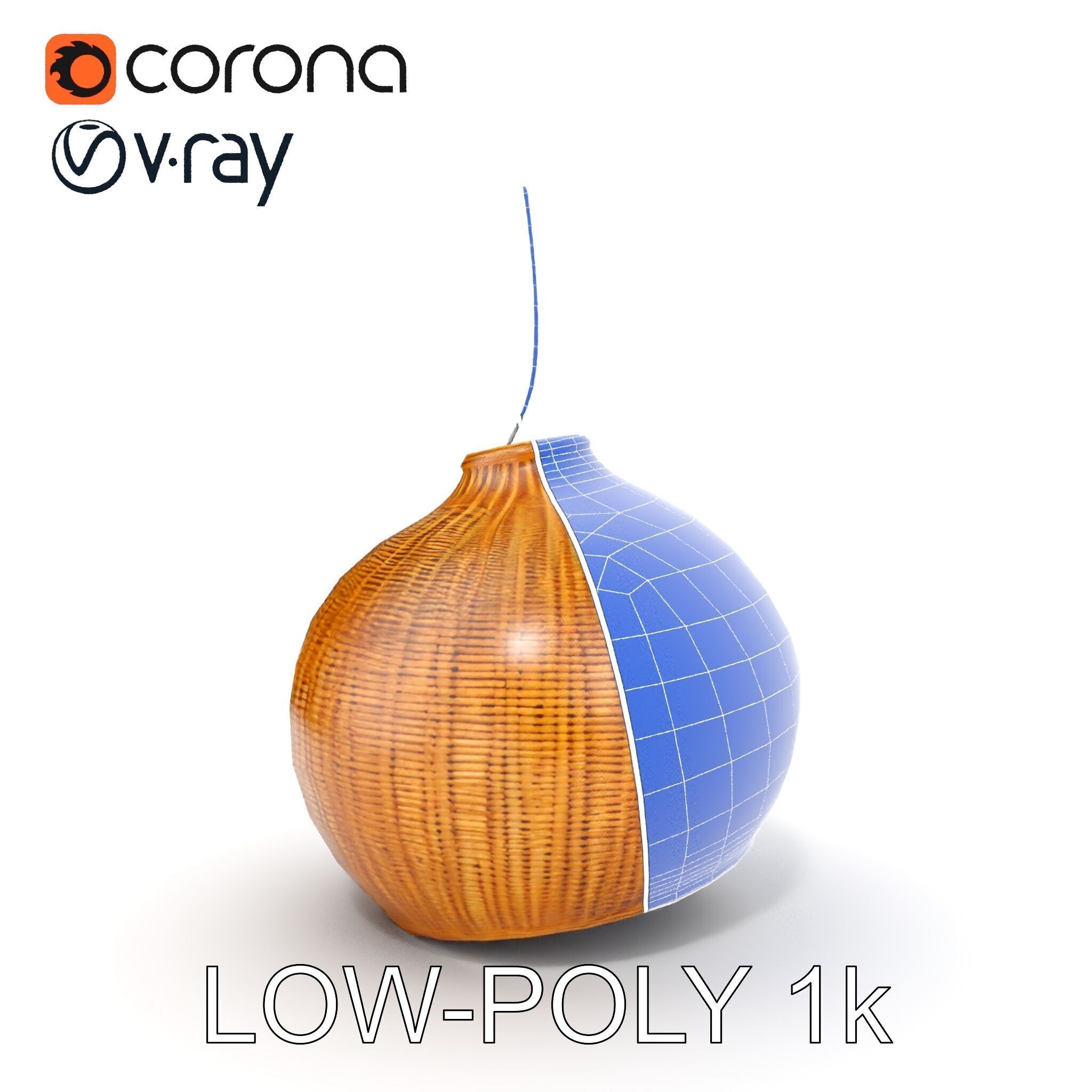 Wicker Pendant Lamp Model Pack Low-poly 3D model_31