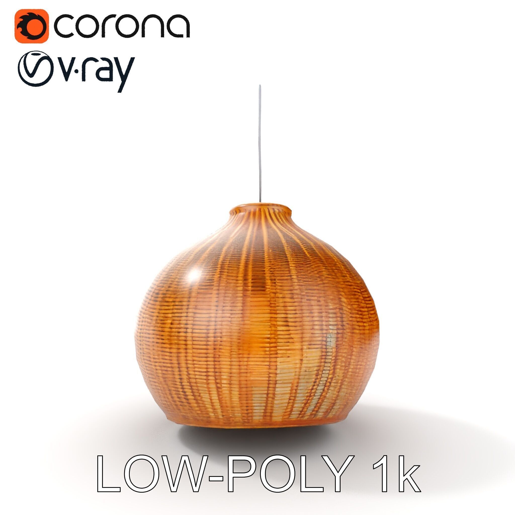 Wicker Pendant Lamp Model Pack Low-poly 3D model_14
