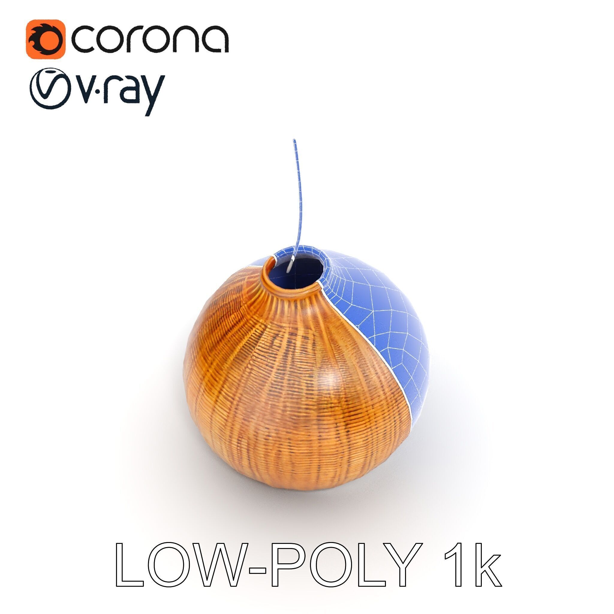 Wicker Pendant Lamp Model Pack Low-poly 3D model_22