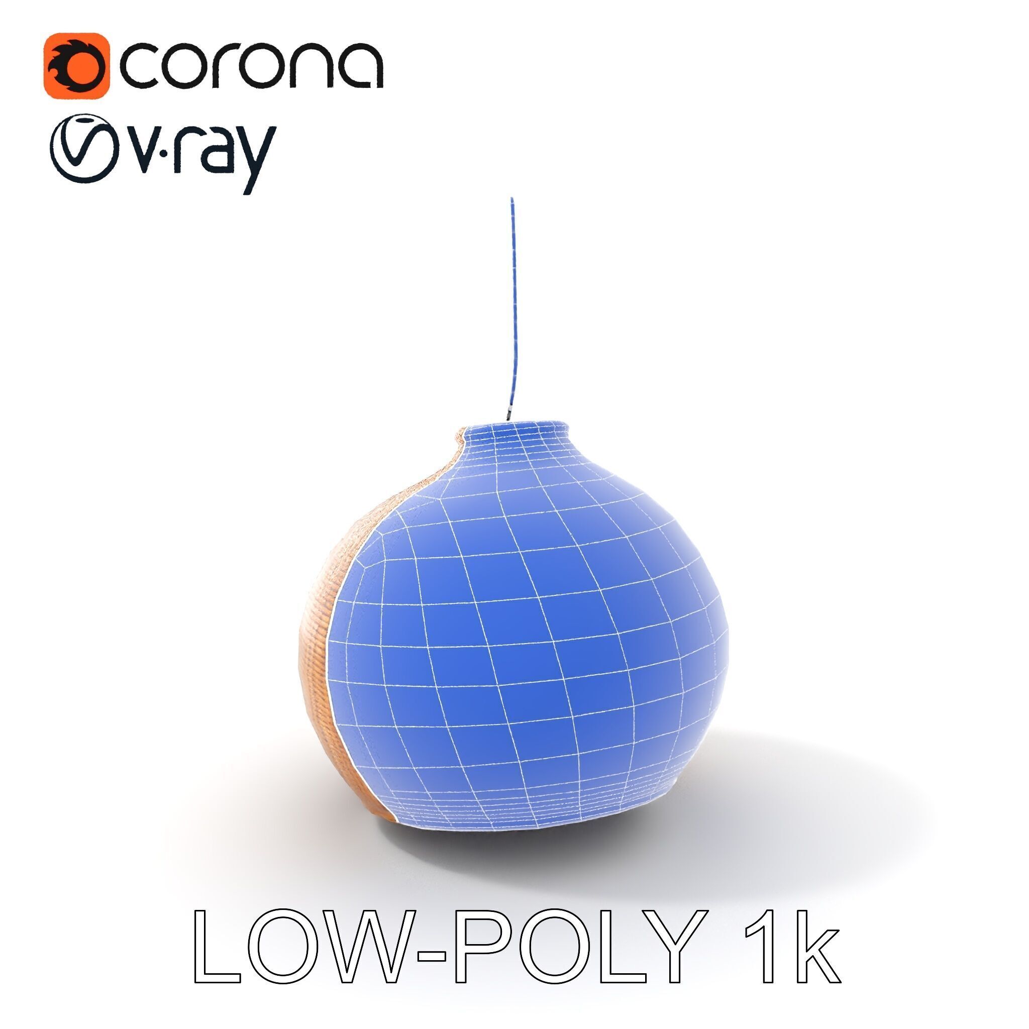 Wicker Pendant Lamp Model Pack Low-poly 3D model_20