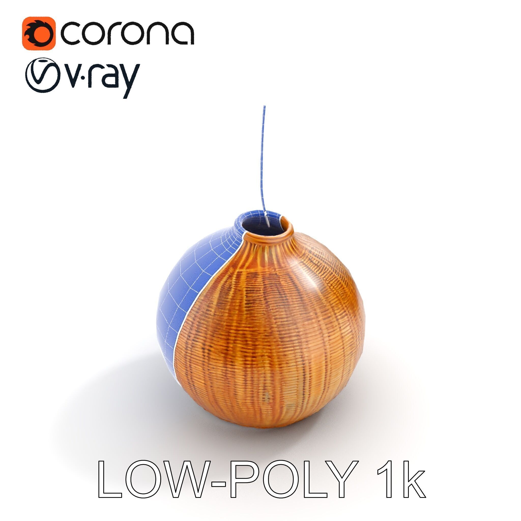 Wicker Pendant Lamp Model Pack Low-poly 3D model_25
