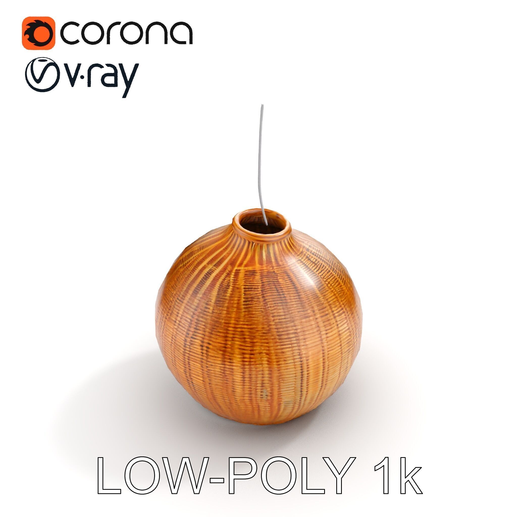 Wicker Pendant Lamp Model Pack Low-poly 3D model_9