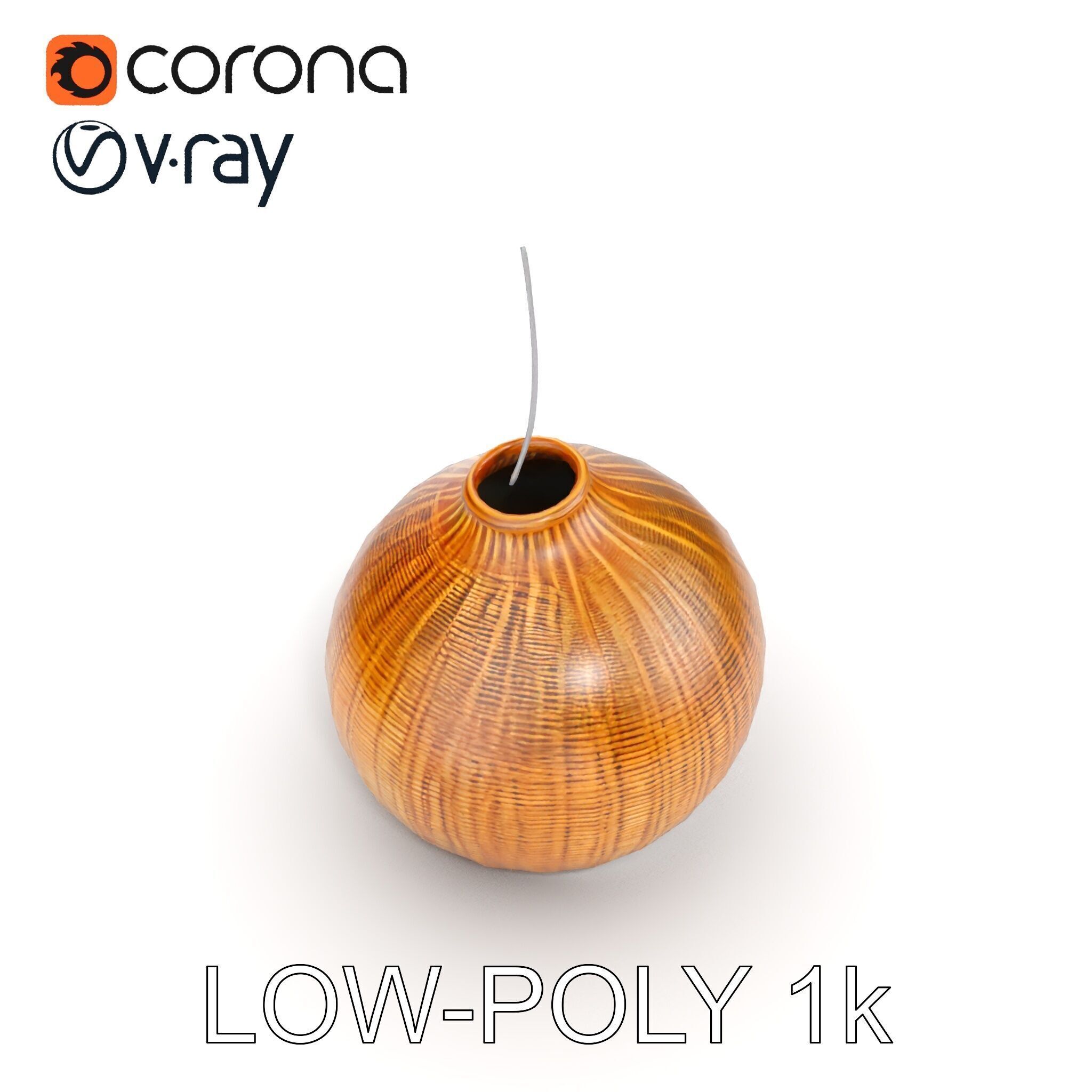 Wicker Pendant Lamp Model Pack Low-poly 3D model_17