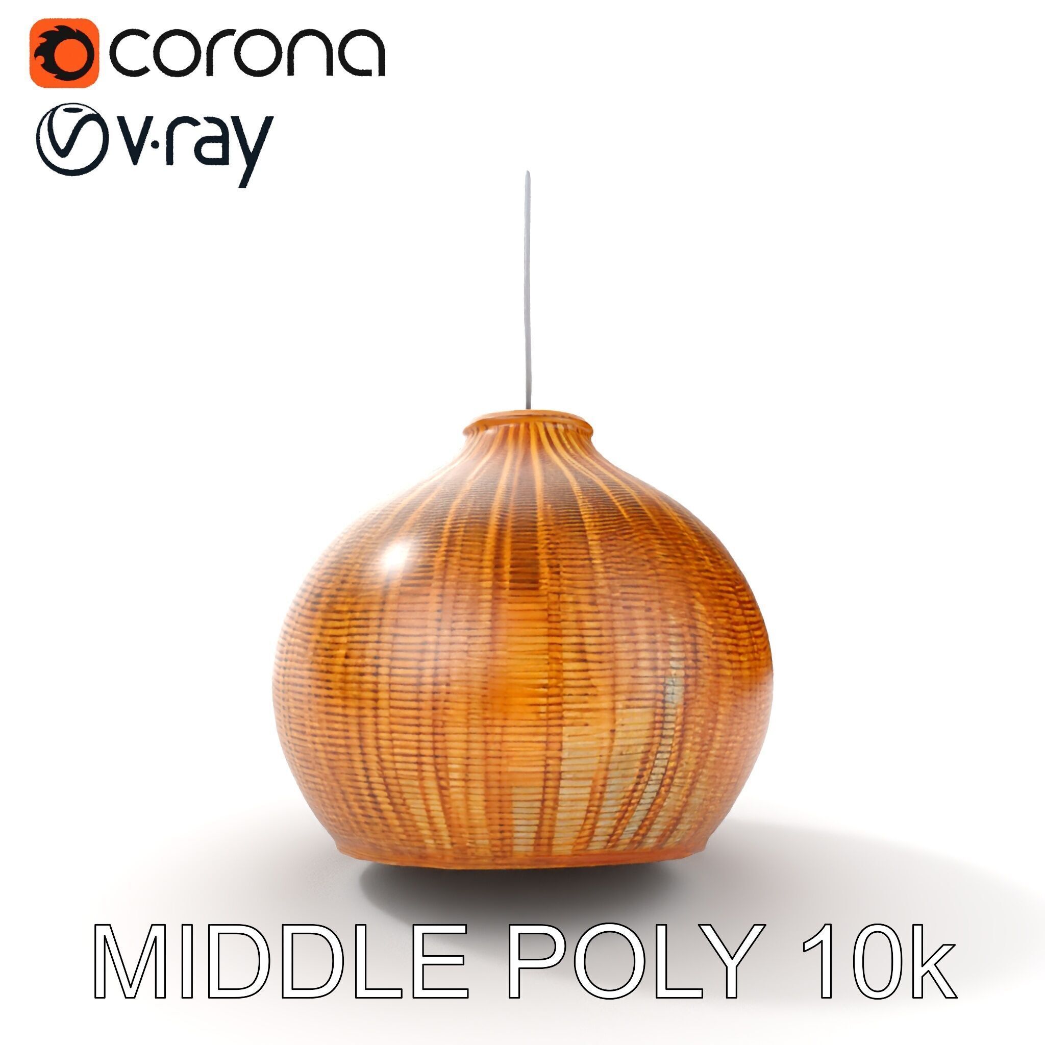 Wicker Pendant Lamp Model Pack Low-poly 3D model_13