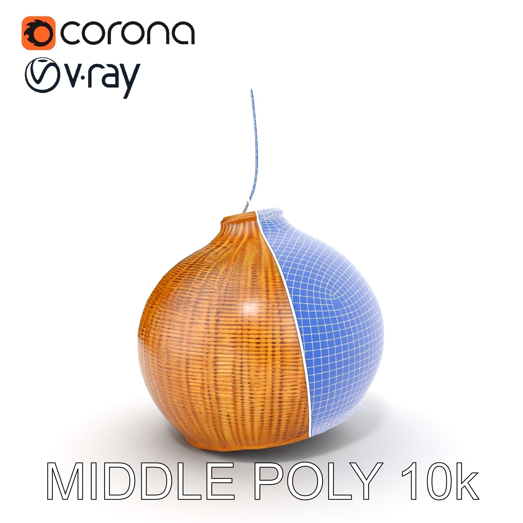 Wicker Pendant Lamp Model Pack Low-poly 3D model_30