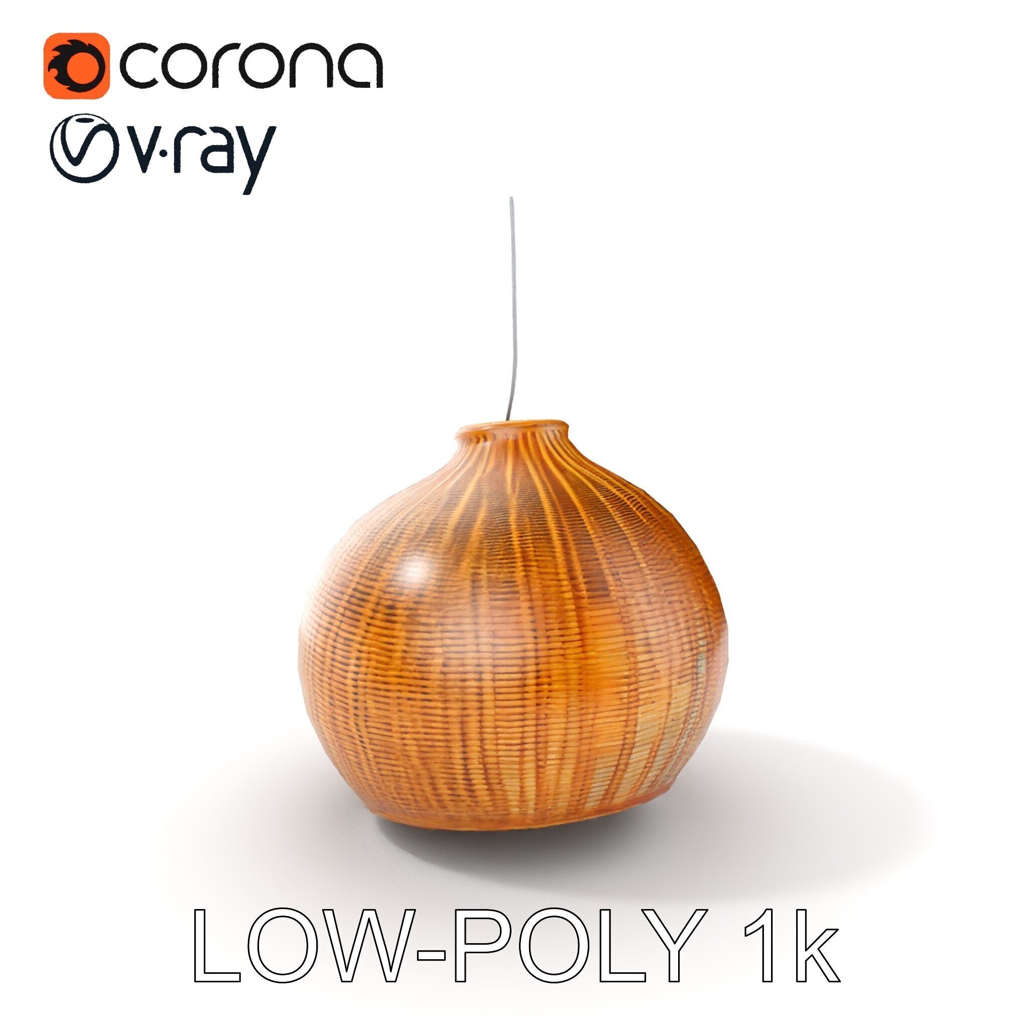 Wicker Pendant Lamp Model Pack Low-poly 3D model_7