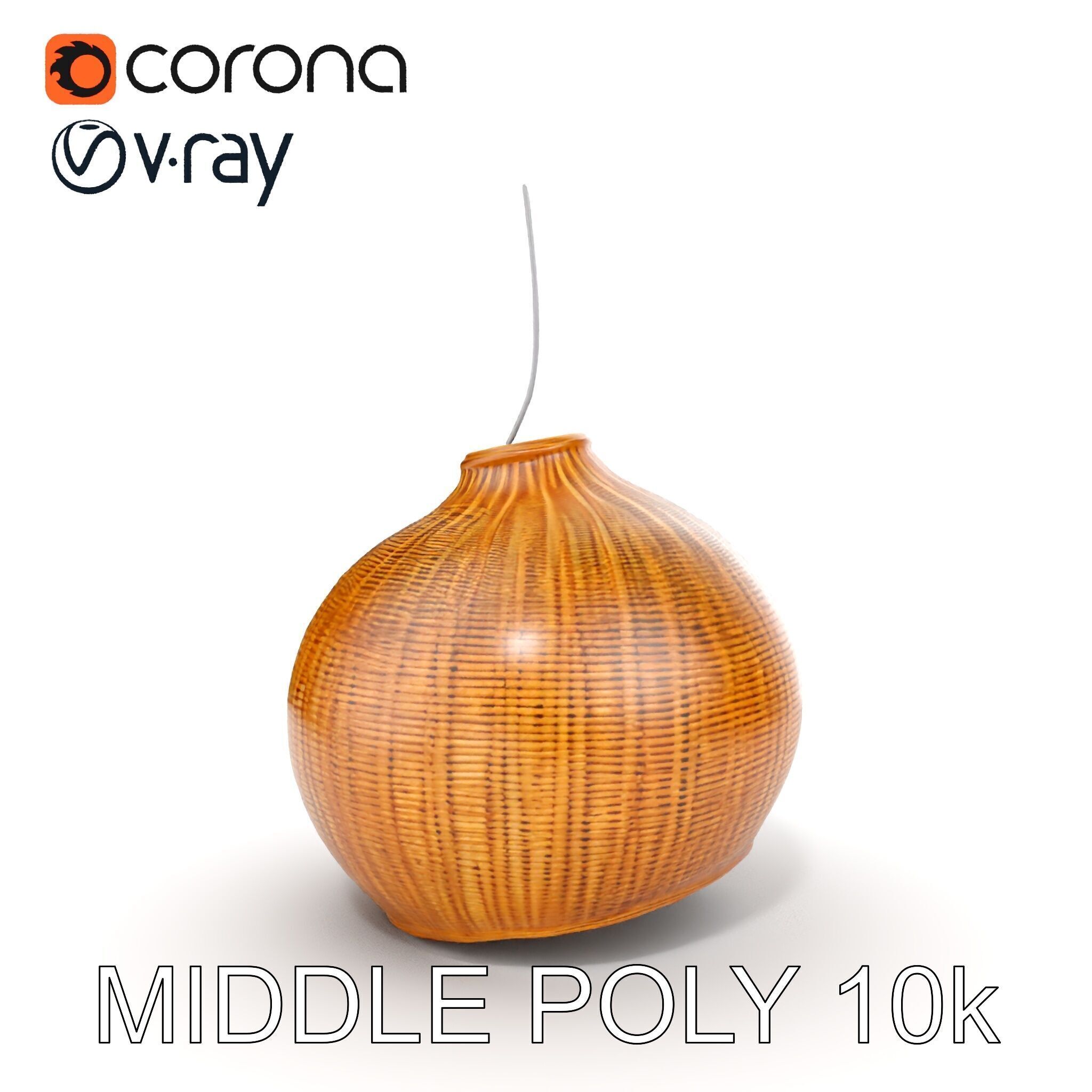 Wicker Pendant Lamp Model Pack Low-poly 3D model_19