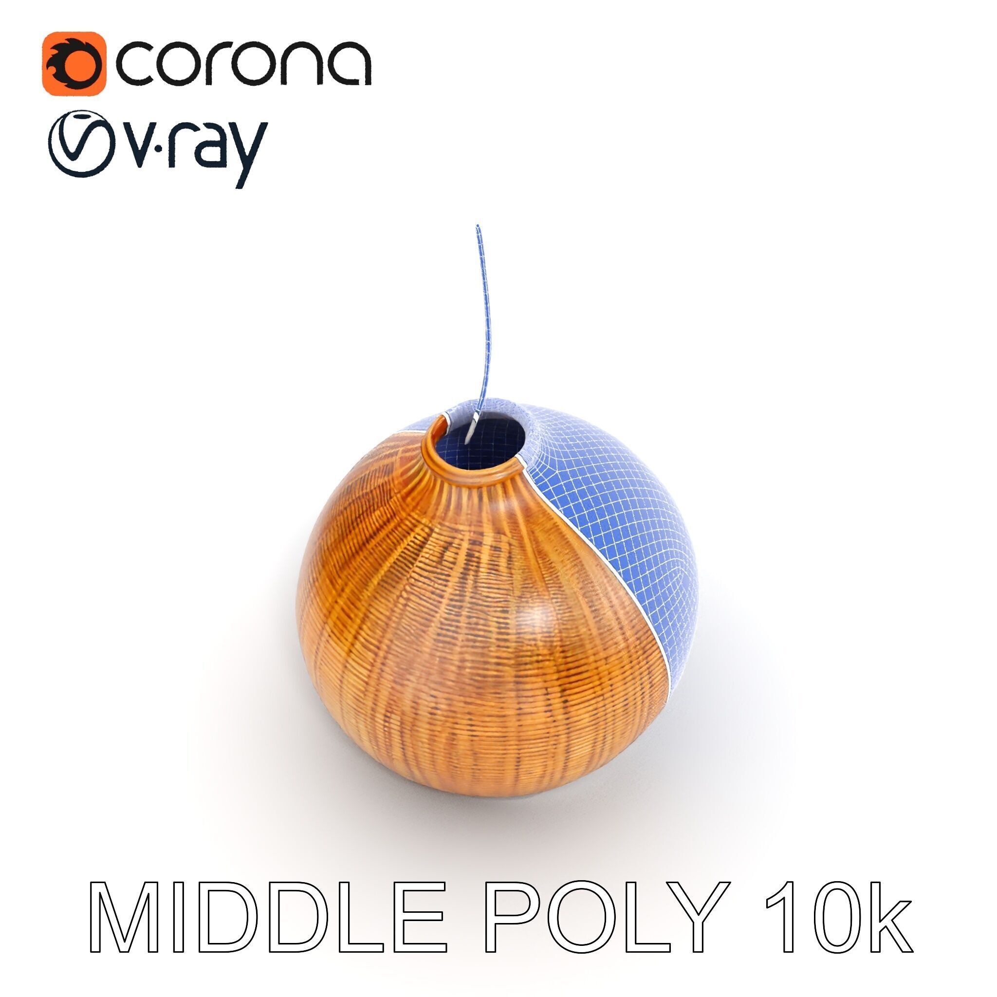 Wicker Pendant Lamp Model Pack Low-poly 3D model_27