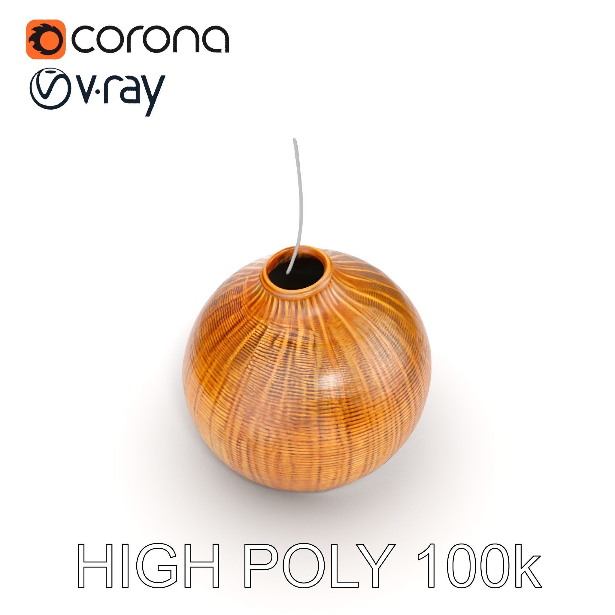 Wicker Pendant Lamp Model Pack Low-poly 3D model_15