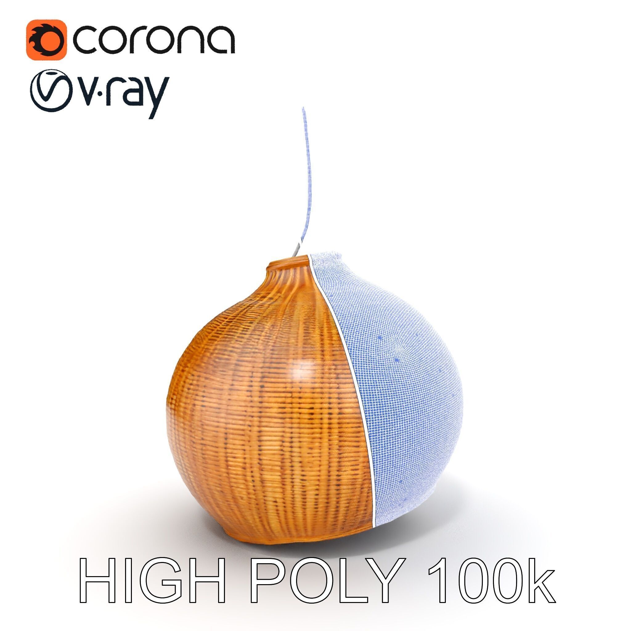 Wicker Pendant Lamp Model Pack Low-poly 3D model_35