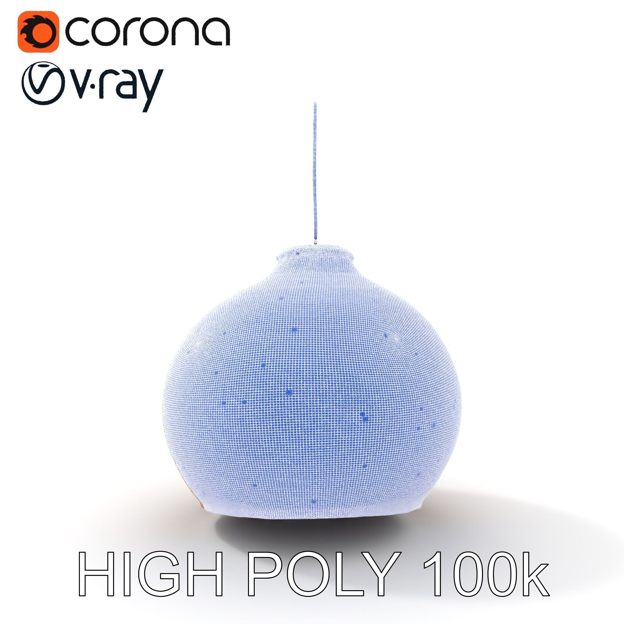 Wicker Pendant Lamp Model Pack Low-poly 3D model_26