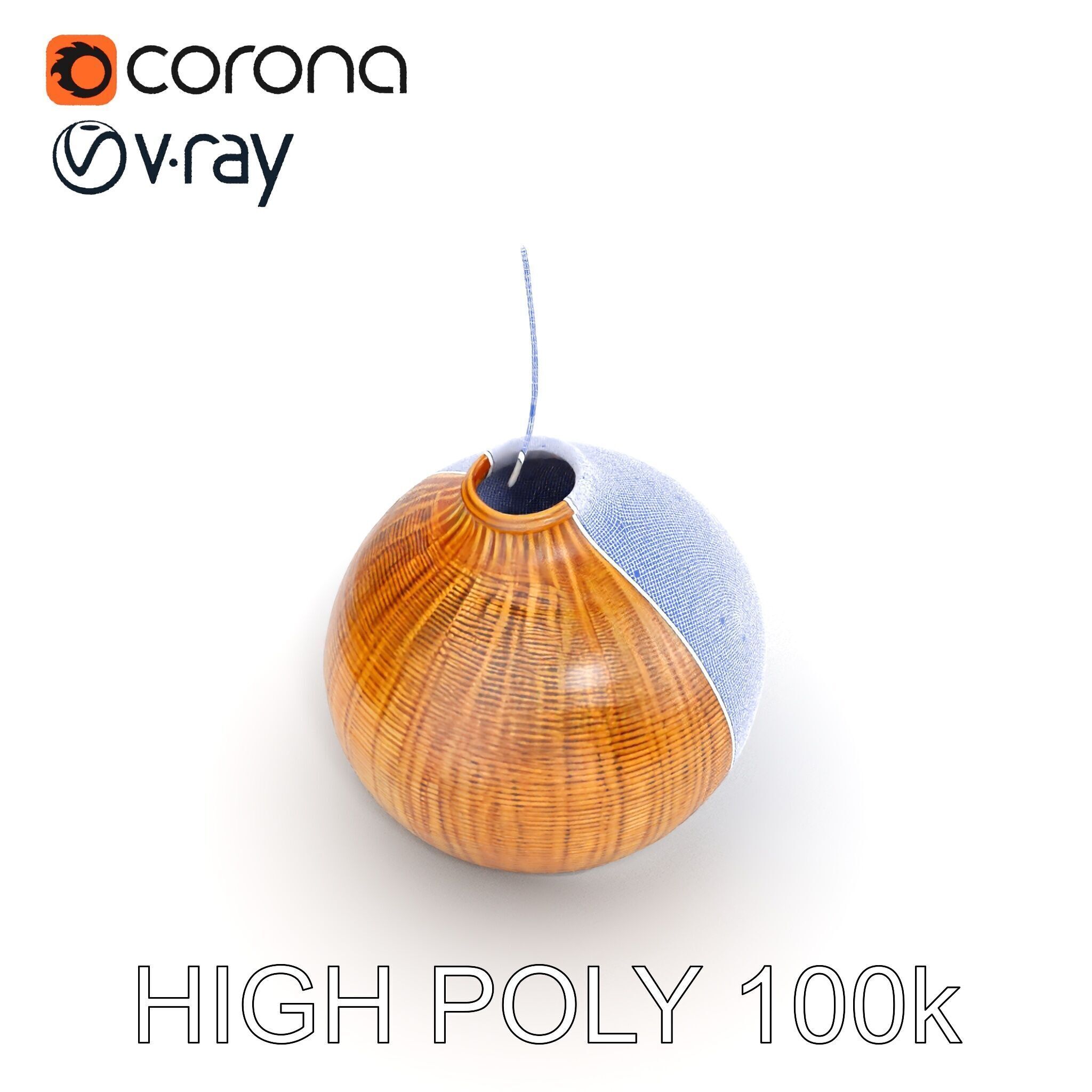 Wicker Pendant Lamp Model Pack Low-poly 3D model_29