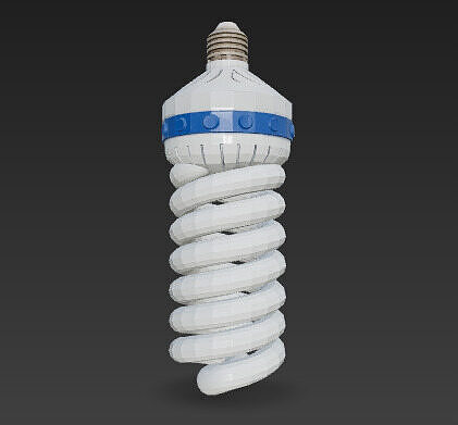 Spiral Energy-Saving Bulb with Blue Band 3D model