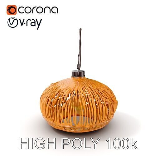 Wicker Pendant Lamp Model Pack for Interior Design Low-poly 3D model