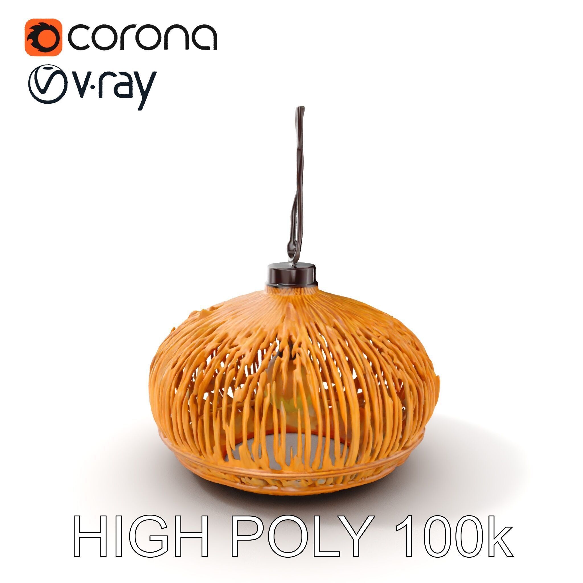 Wicker Pendant Lamp Model Pack for Interior Design Low-poly 3D model_12