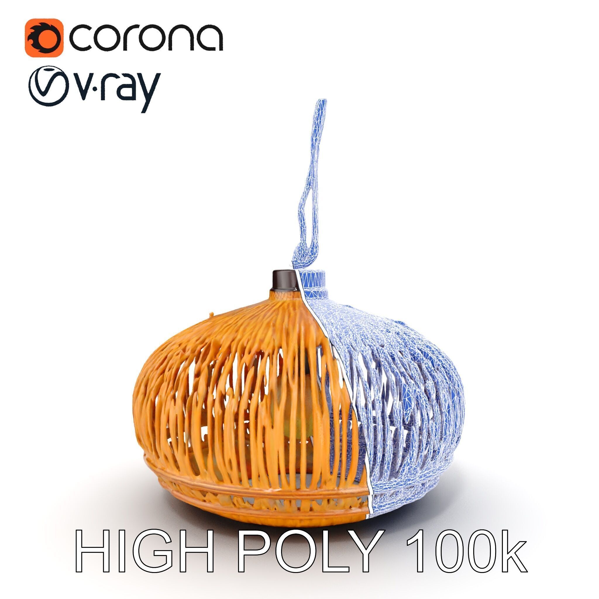 Wicker Pendant Lamp Model Pack for Interior Design Low-poly 3D model_36