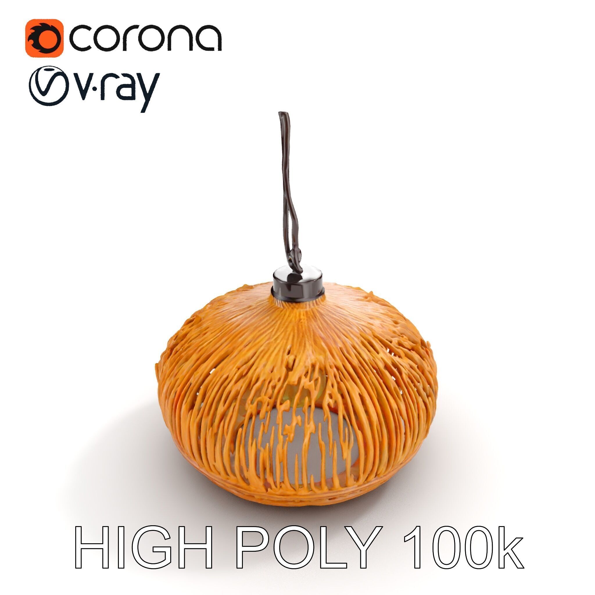 Wicker Pendant Lamp Model Pack for Interior Design Low-poly 3D model_25