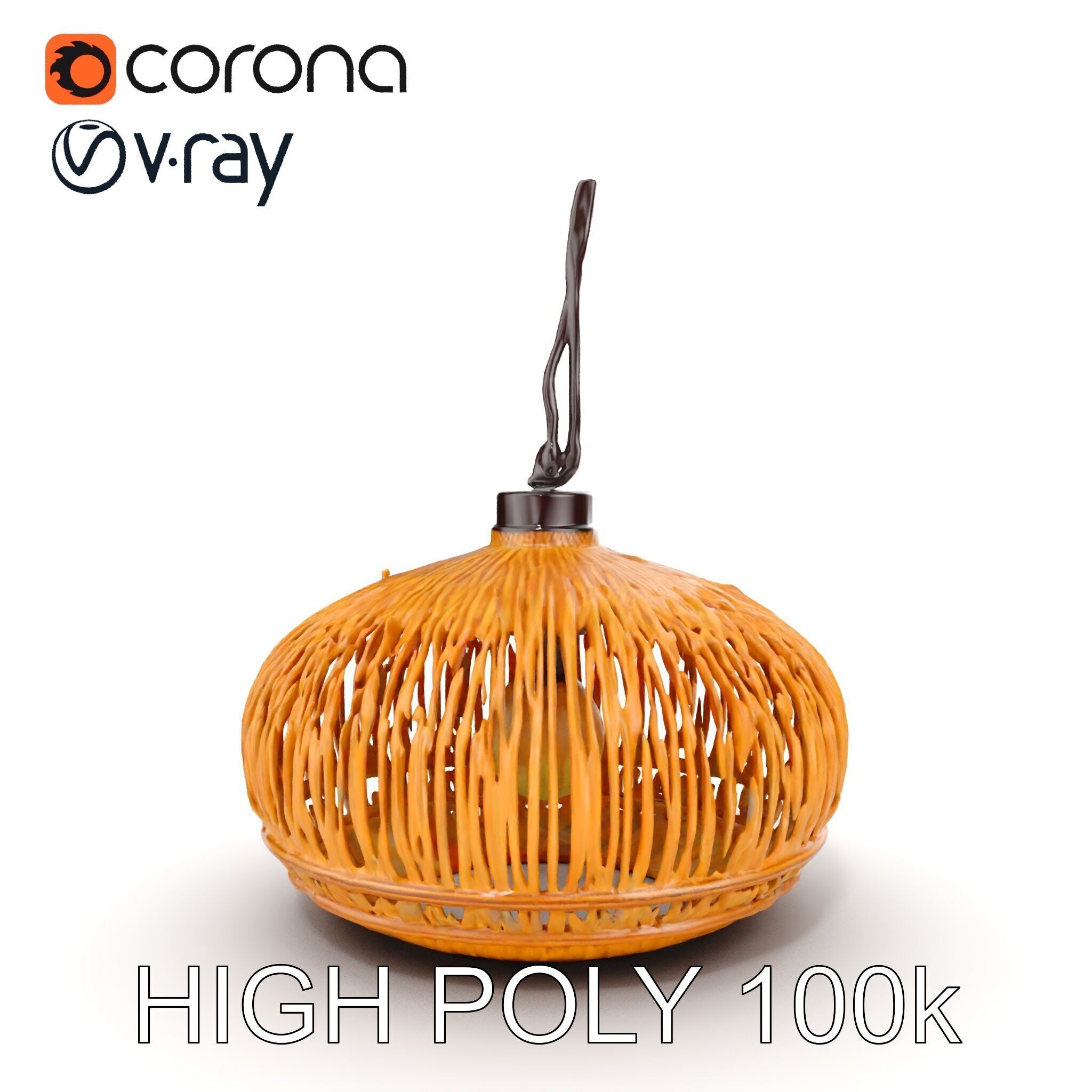 Wicker Pendant Lamp Model Pack for Interior Design Low-poly 3D model_14